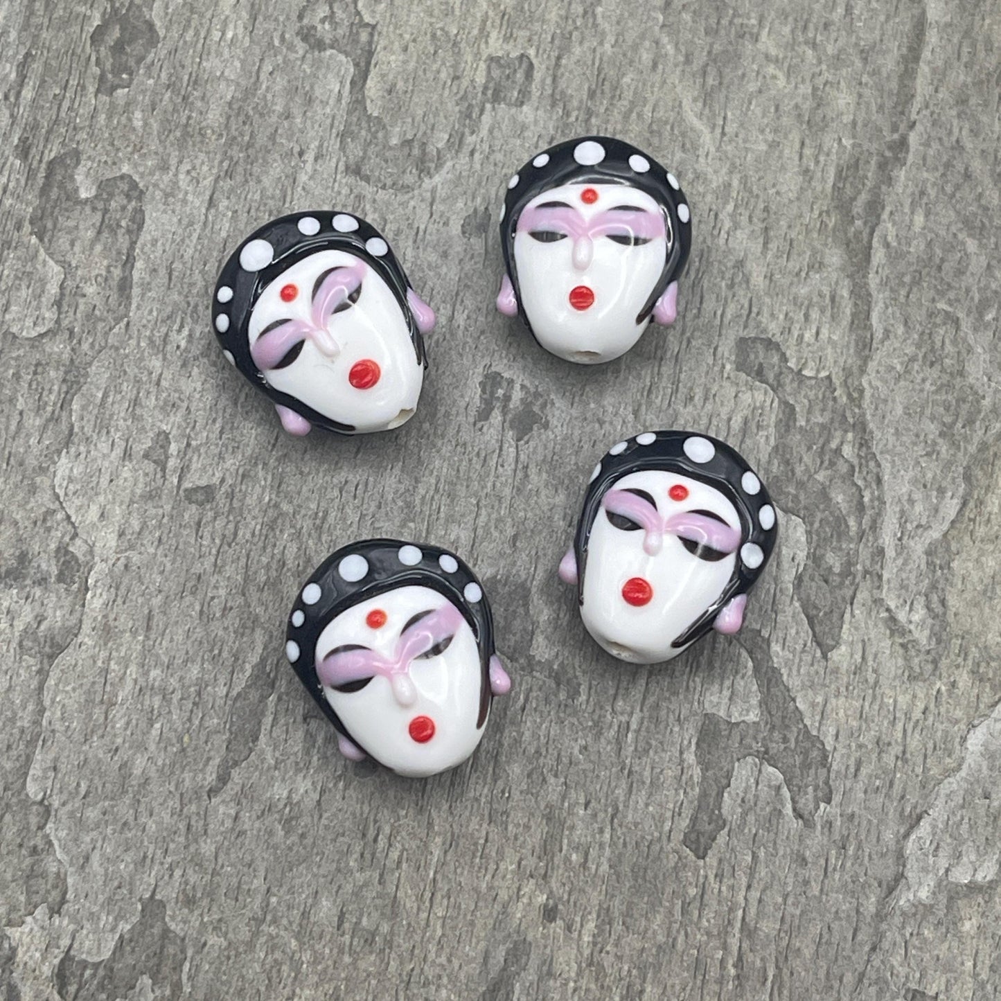 Geisha Girl Beads, Lampwork Glass Beads, * Qty. 2