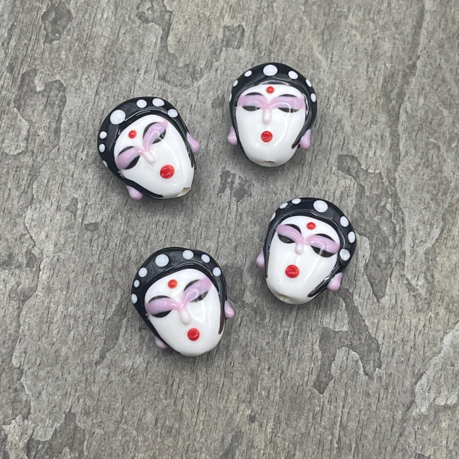 Geisha Girl Beads, Lampwork Glass Beads, * Qty. 2
