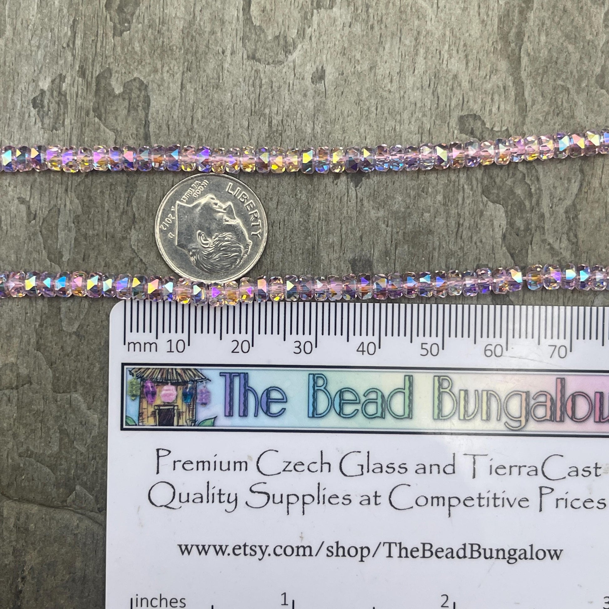 Faceted Glass Beads - 4x2.5mm Heishi Rondelles, Transparent Light Pink with AB Finish (LtPink-AB) * 7" Strand