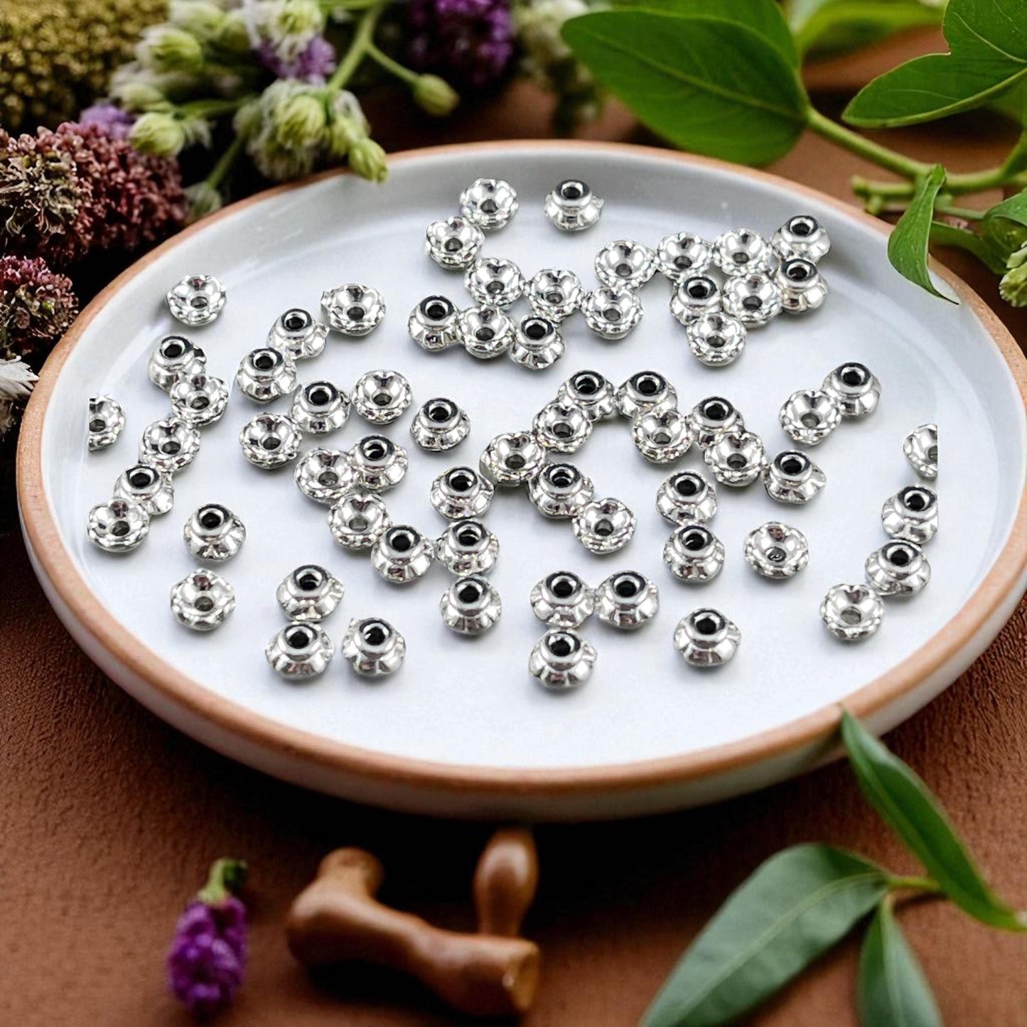 TierraCast Bright Silver Flower Bead Caps, 3.5mm Tiny Scalloped Petal Bead Caps (PF/790-10) * Qty. 50
