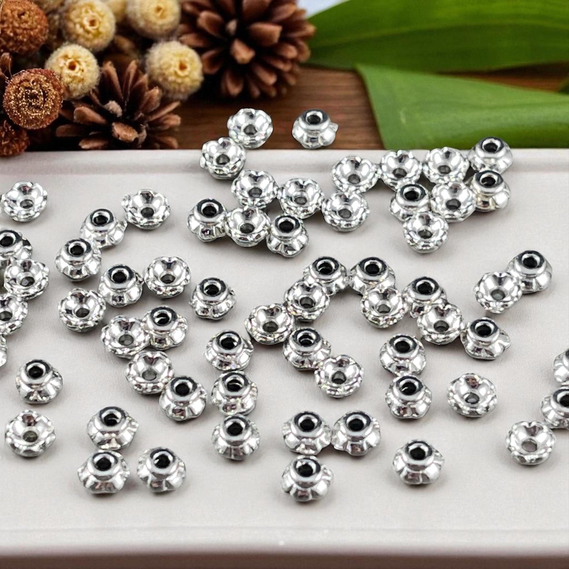 TierraCast Bright Silver Flower Bead Caps, 3.5mm Tiny Scalloped Petal Bead Caps (PF/790-10) * Qty. 50