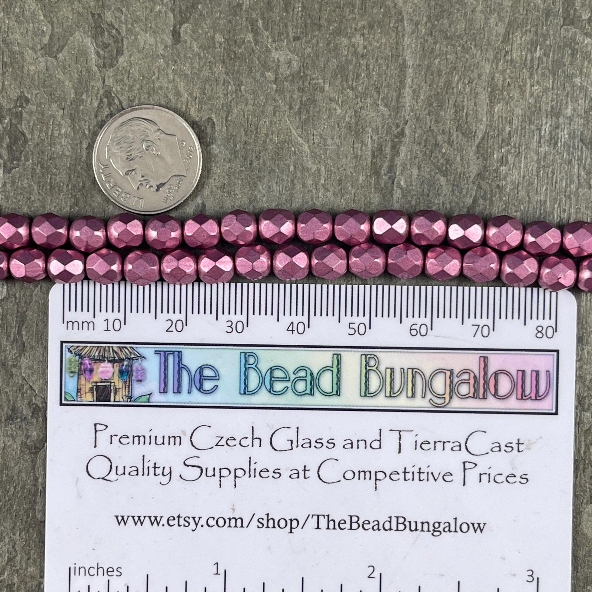 Czech Glass Beads - 6mm Pinkish Purple Faceted Round Beads, Golden Orchid Pink Metallic Beads (FP6/SM-08A03v2) * Qty. 25