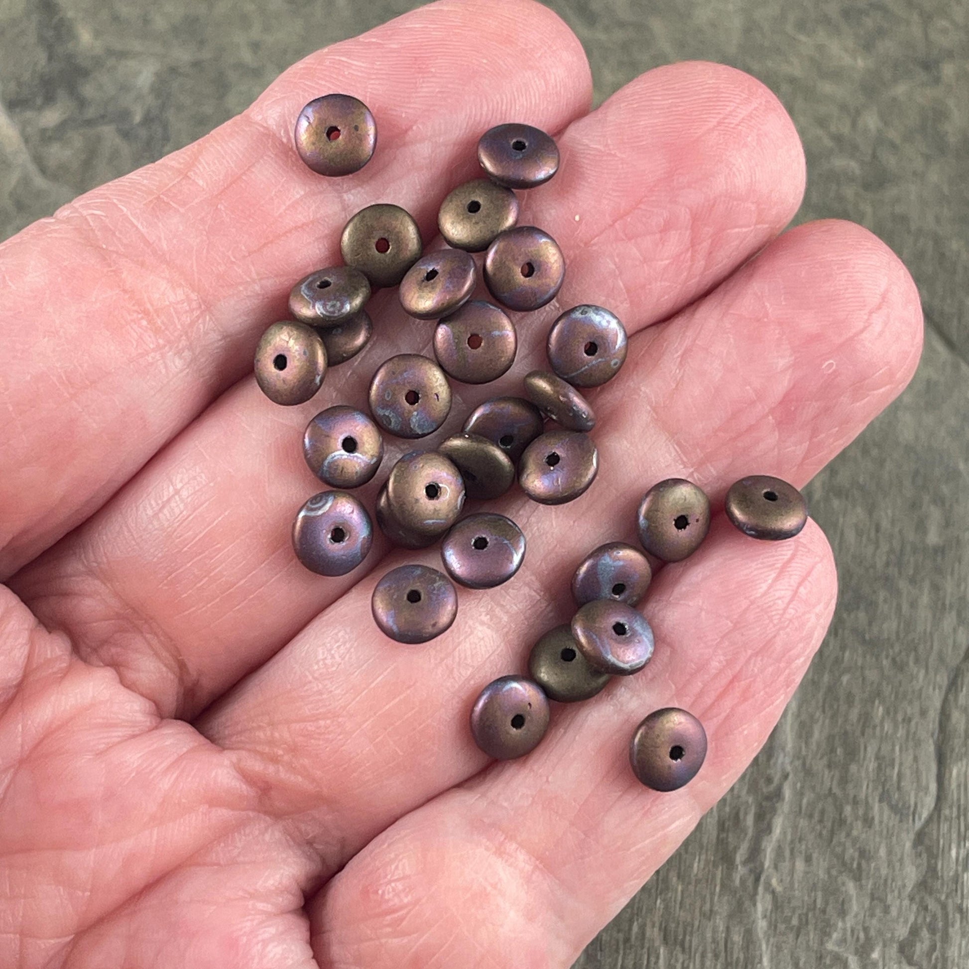 Czech Glass Beads - Matte Bronze, Dark Brown Beads, 6x2mm Rondelle (RD6/RJ-4531) * Qty. 50