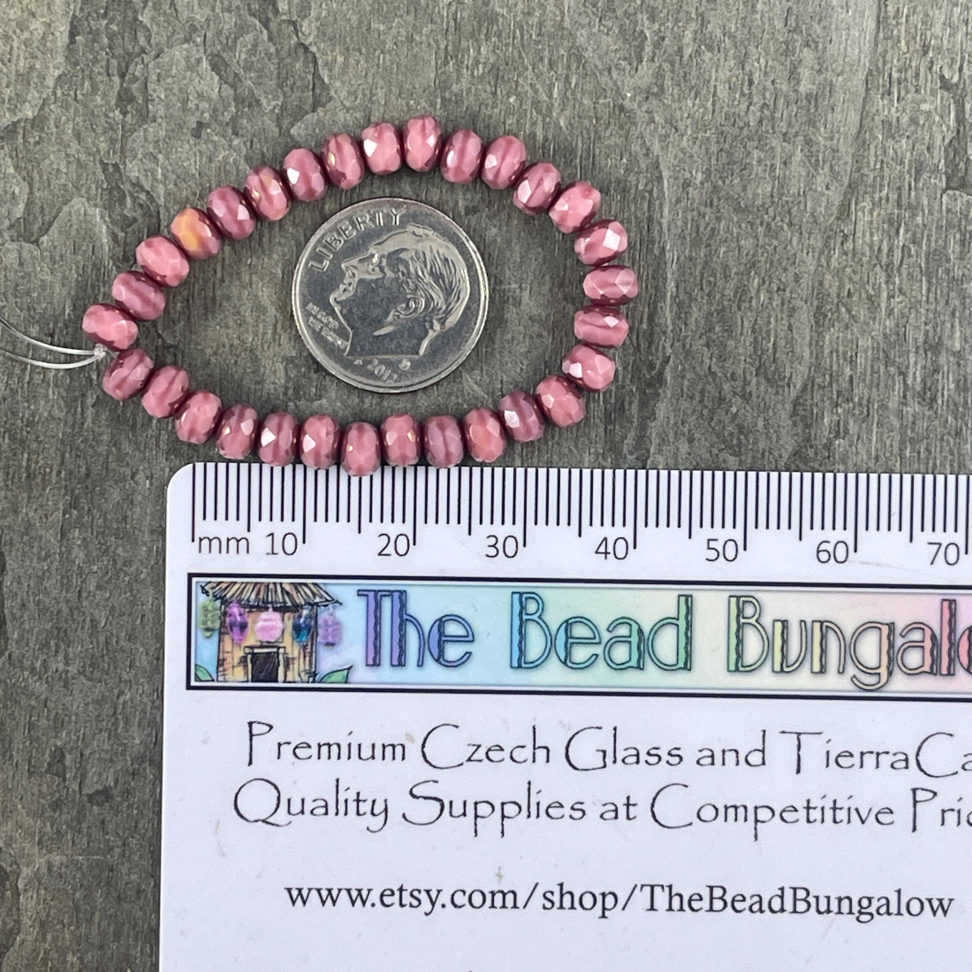 Czech Glass Beads - 5x3mm Faceted Rondelle, Dusty Pink Silk with Bronze Picasso (R5/RJ-2816) * Qty. 30