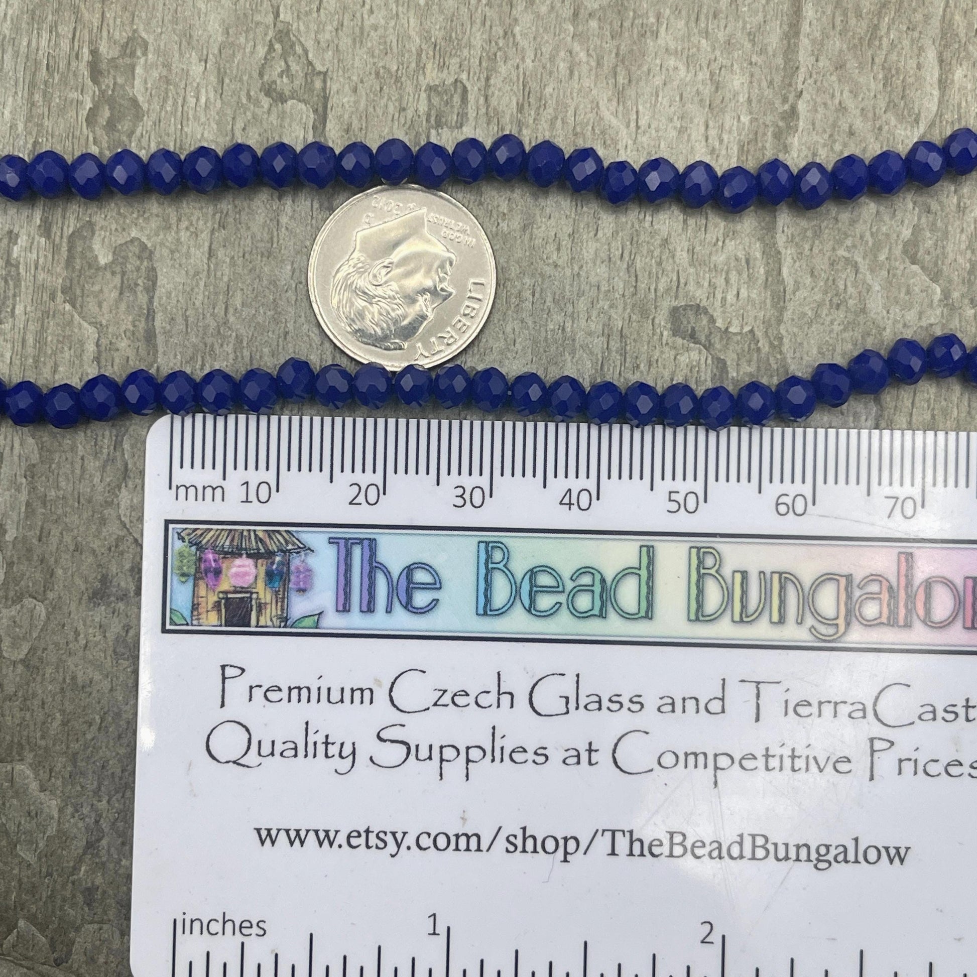 Opaque Cobalt Blue 4x3mm Faceted Glass Beads, Cobalt Blue Rondelles (Cobalt-4) * 100 Beads