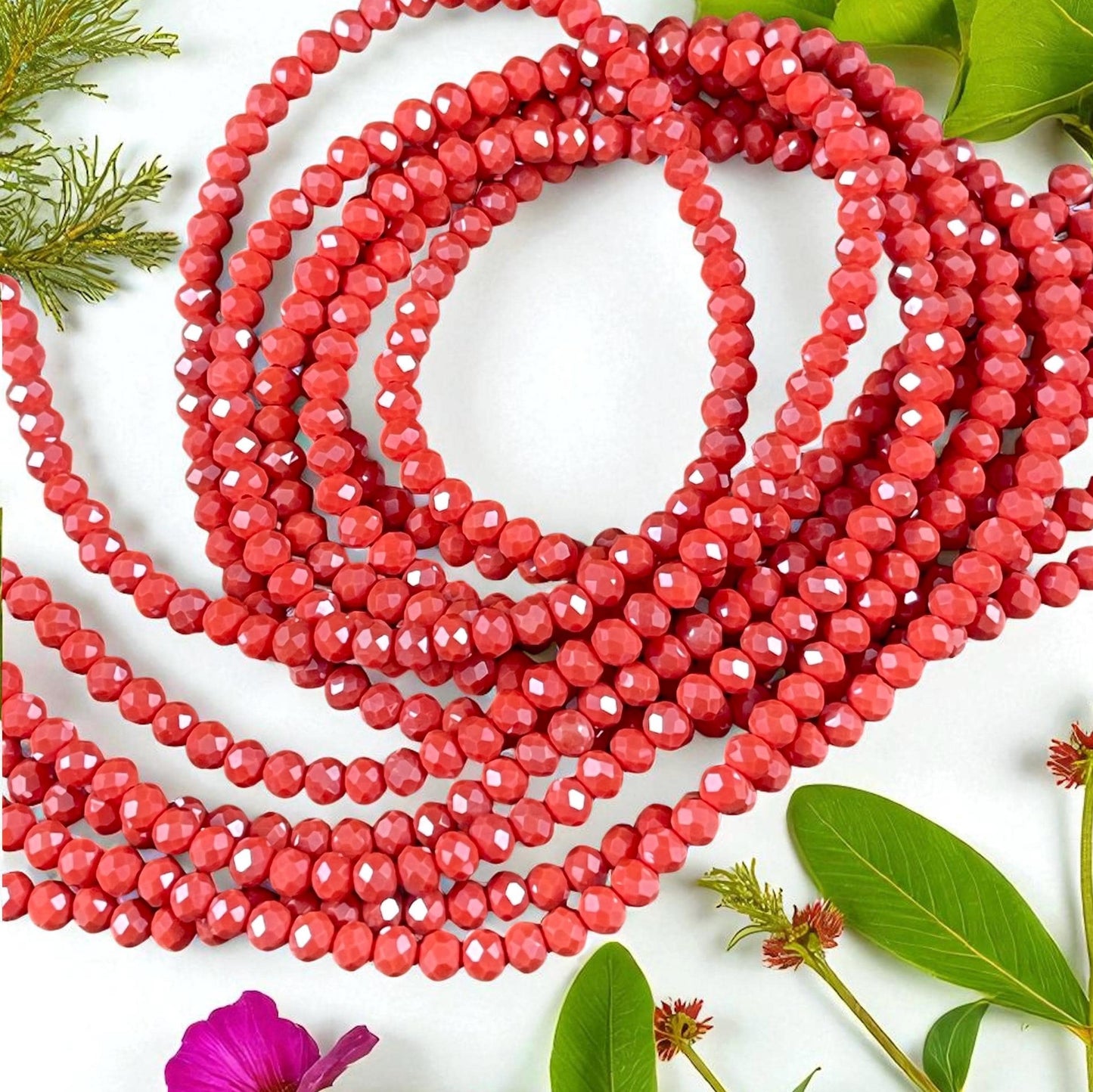 Burnt Orange 4x3mm Faceted Glass Beads, Dark Orange Rondelles (BurntOrange-4) * 100 Beads