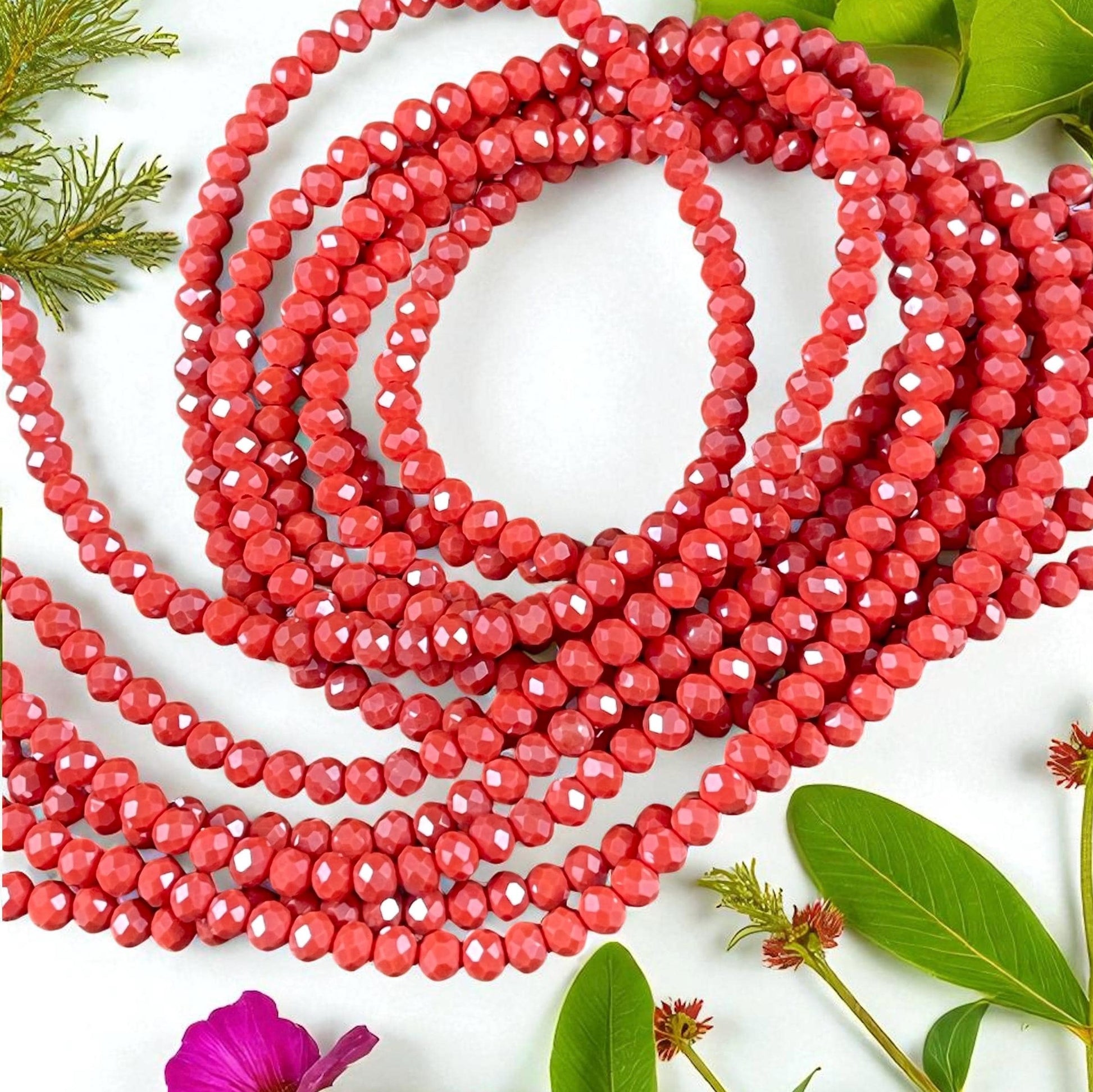 Burnt Orange 4x3mm Faceted Glass Beads, Dark Orange Rondelles (BurntOrange-4) * 100 Beads