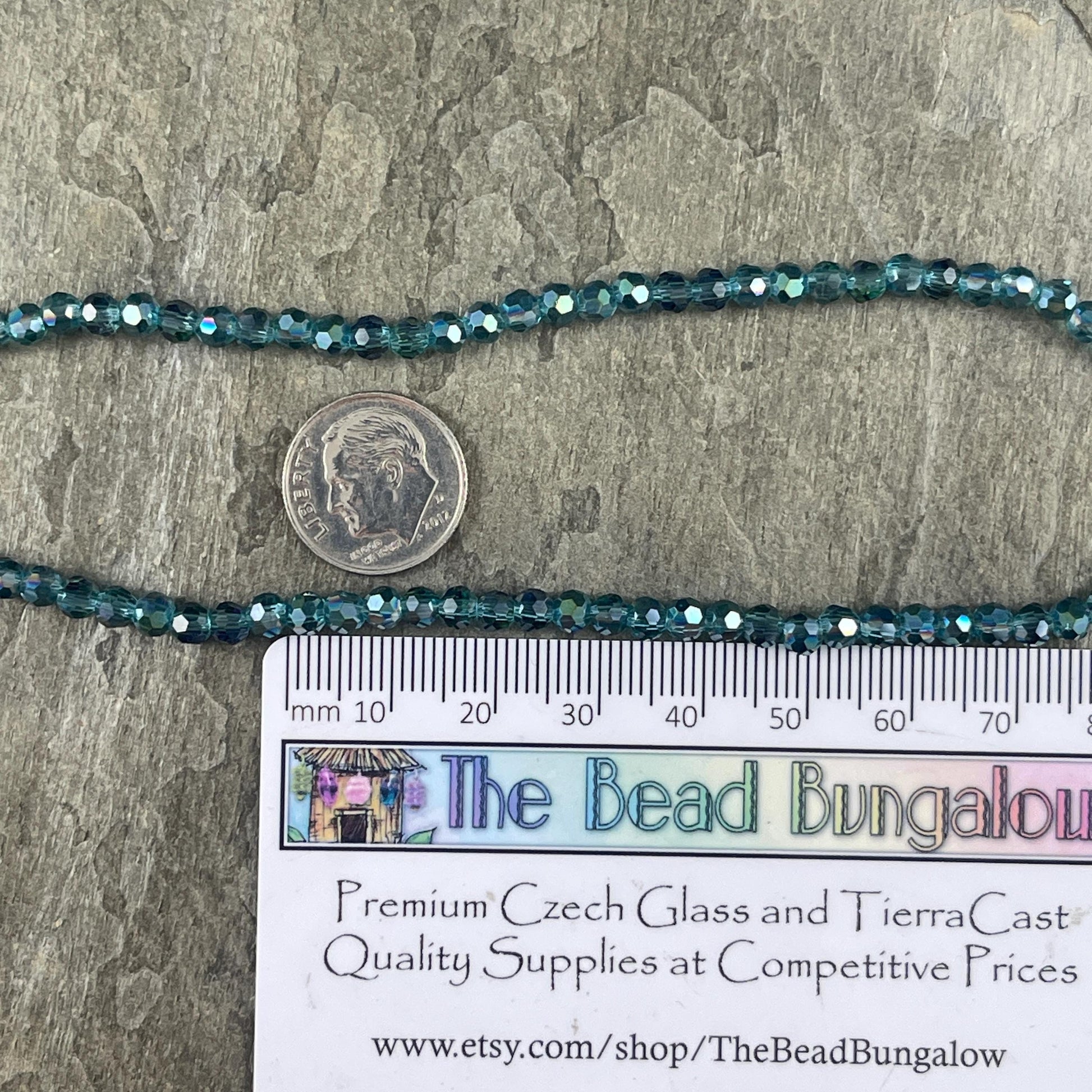 Transparent Teal Blue 4mm Round Faceted Glass Beads, Teal with AB Finish (TealAB-4) * 90 Beads