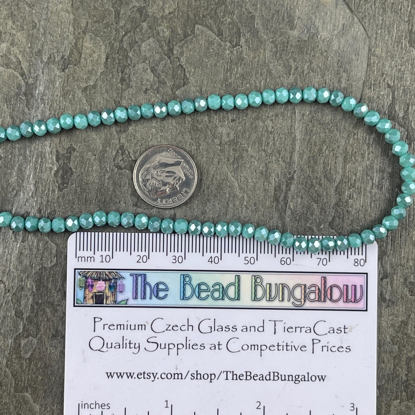 Turquoise Blue 4x3mm Faceted Glass Beads, Opaque Turquoise with AB Finish (TurquoiseAB-4) * 100 Beads