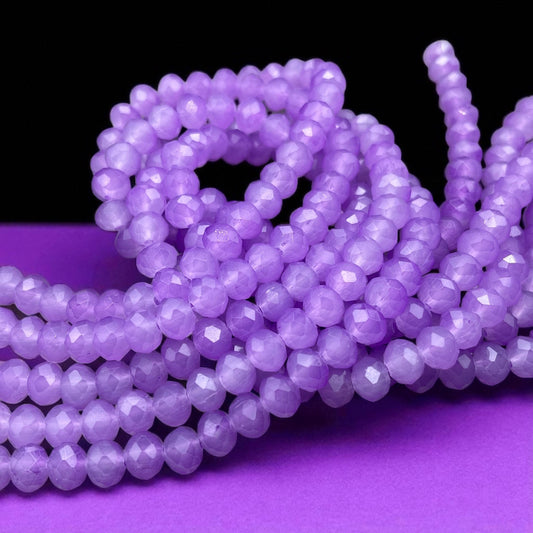 Milky Lilac 8x6mm Rondelle, Pastel Light Purple Faceted Glass Beads (MilkyLilac) * 36 Beads
