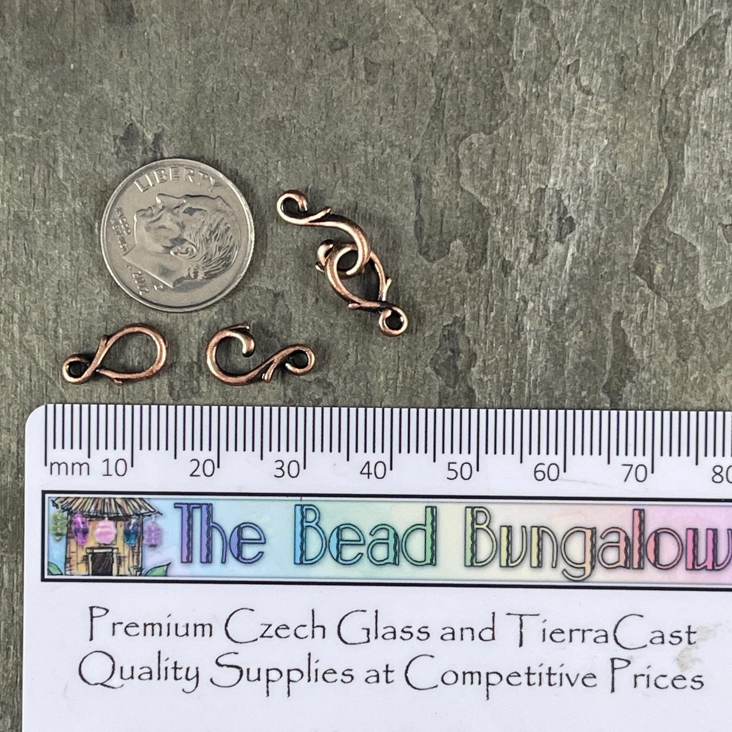 TierraCast Vine Hook and Eye Clasp, Mixed Metals - Sampler Pack, One Each Silver, Copper and Brass (PF/954-mixed) * Qty. 3 sets