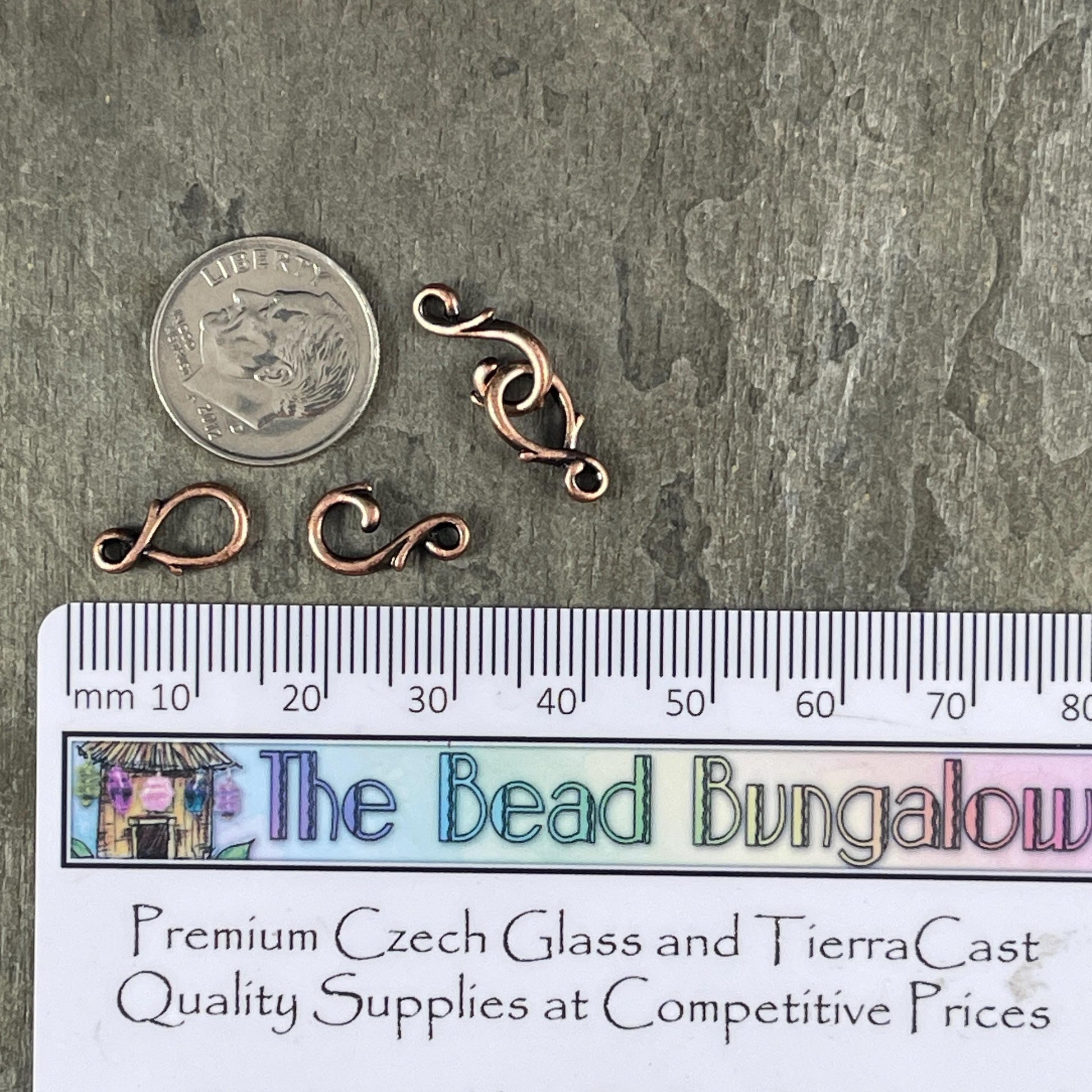 TierraCast Vine Hook and Eye Clasp, Mixed Metals - Sampler Pack, One Each Silver, Copper and Brass (PF/954-mixed) * Qty. 3 sets