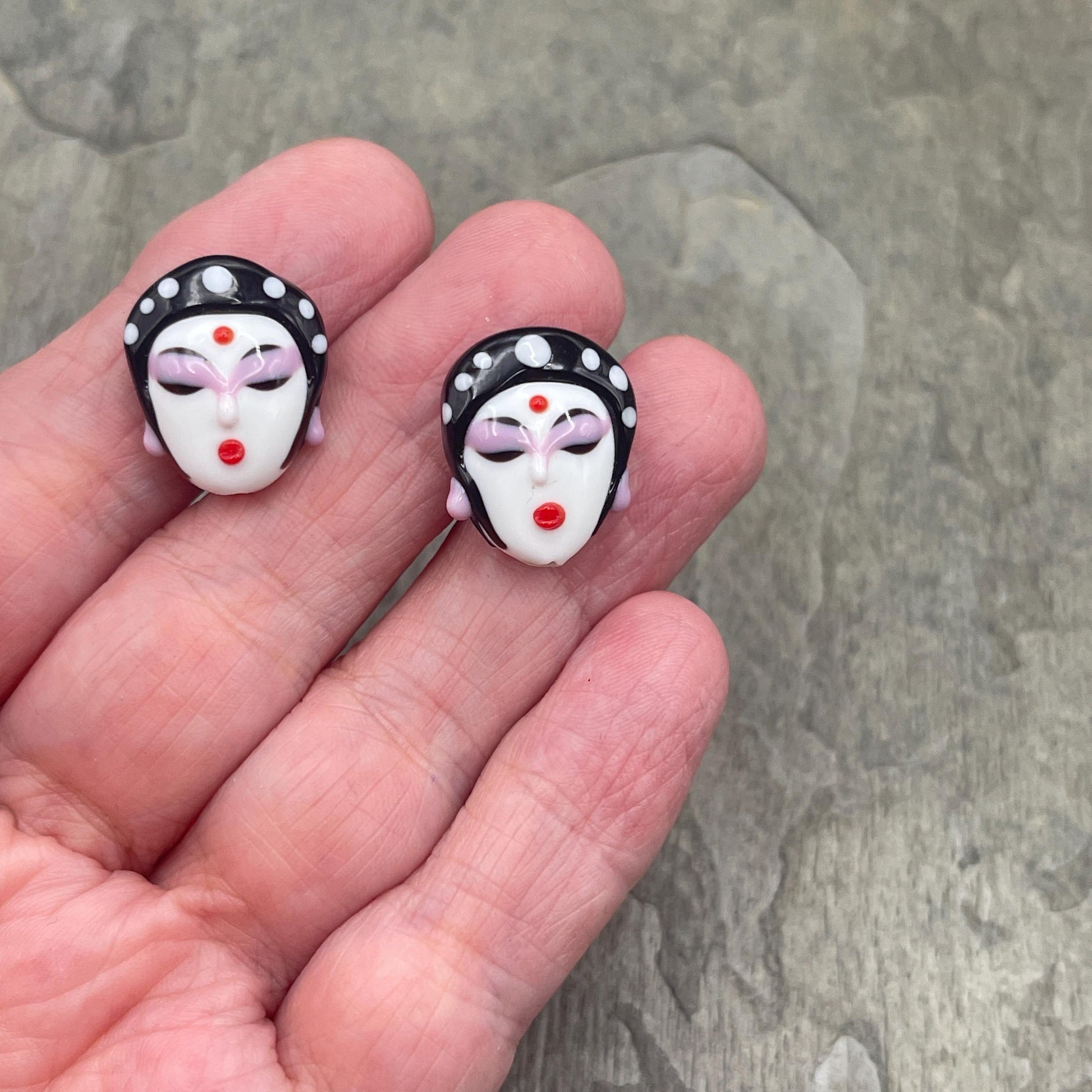 Geisha Girl Beads, Lampwork Glass Beads, * Qty. 2