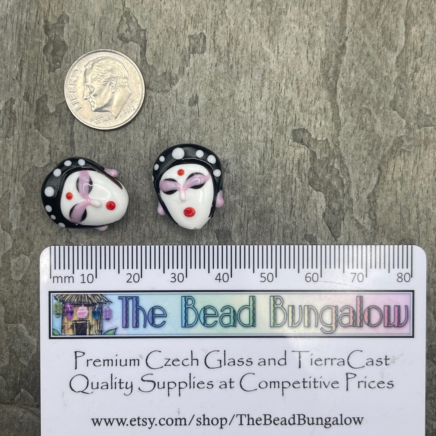 Geisha Girl Beads, Lampwork Glass Beads, * Qty. 2