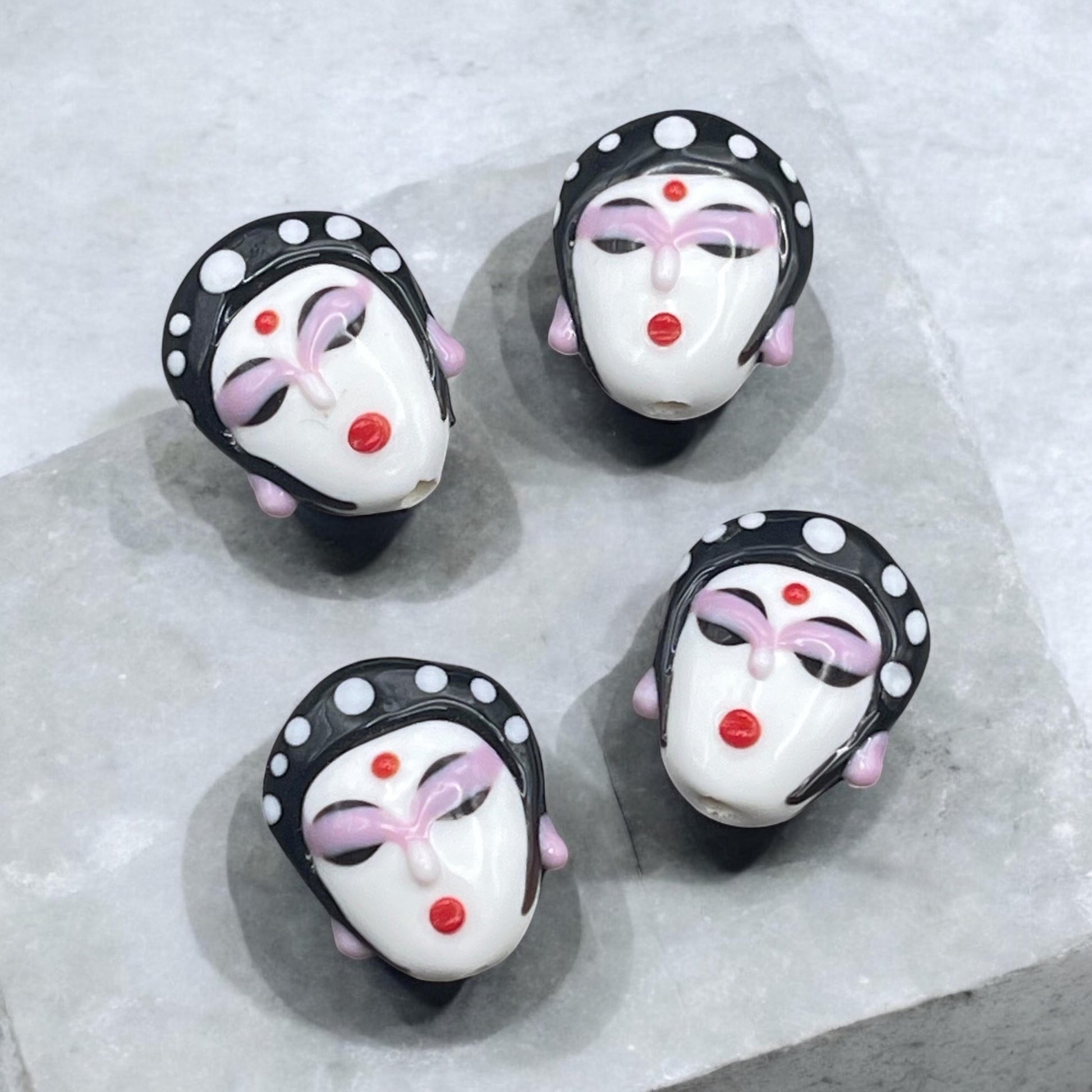 Geisha Girl Beads, Lampwork Glass Beads, * Qty. 2