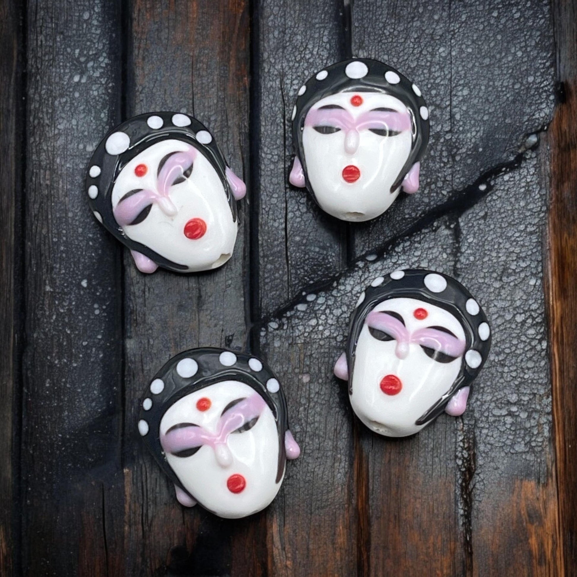 Geisha Girl Beads, Lampwork Glass Beads * Qty. 2