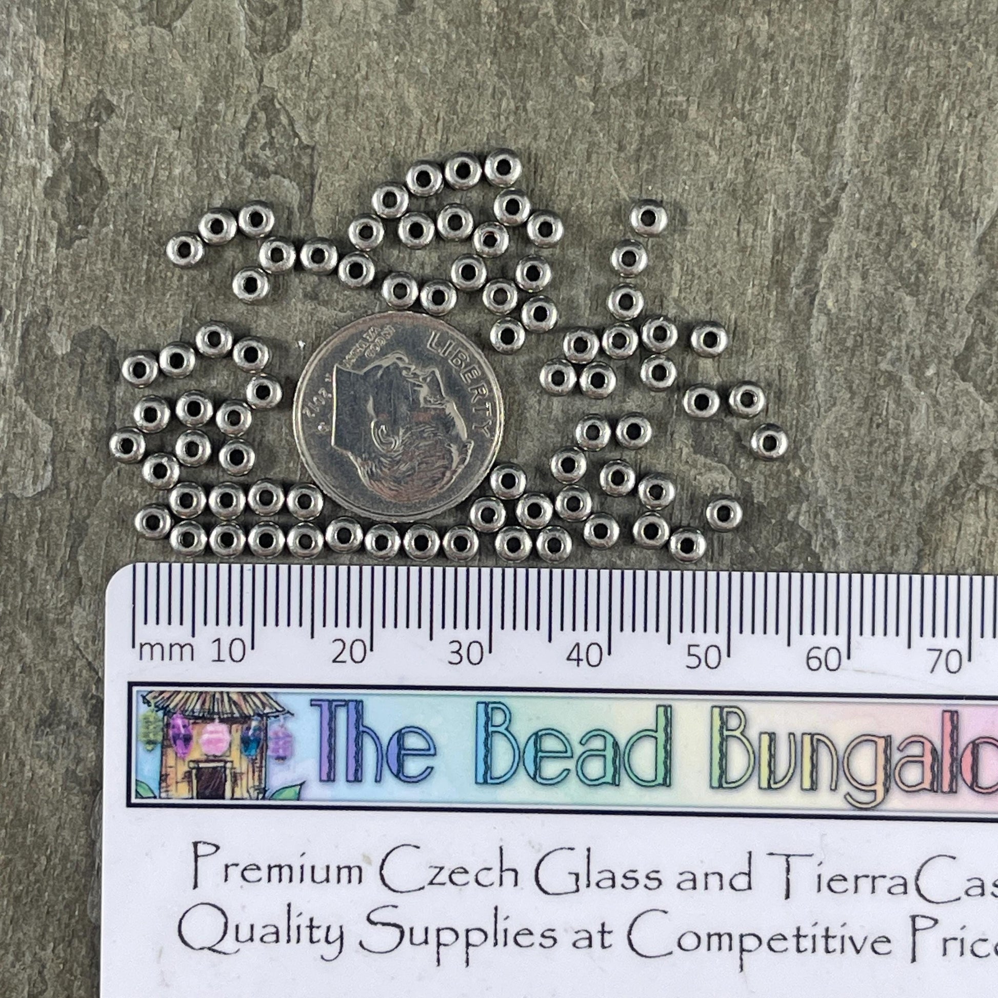 TierraCast 3mm Heishi Bead, Silver Spacer Beads, Tiny Antiqued Pewter Spacer Beads (PF/400-04) * Qty. 50