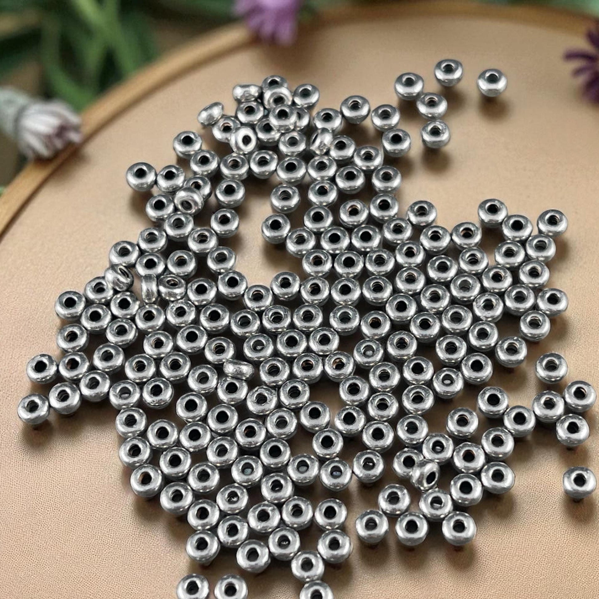 TierraCast 3mm Heishi Bead, Silver Spacer Beads, Tiny Antiqued Pewter Spacer Beads (PF/400-04) * Qty. 50