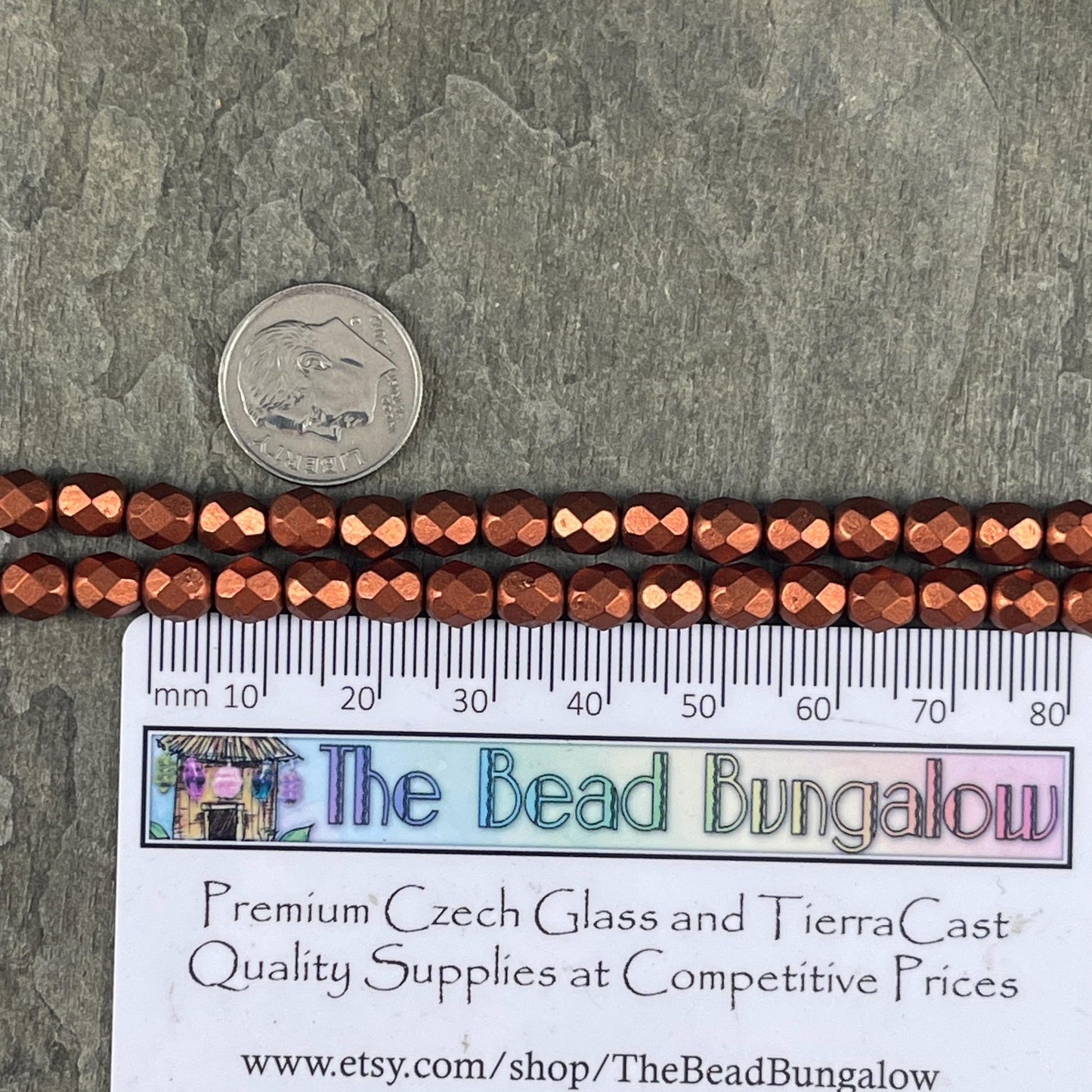 Czech Glass Beads - Antiqued Copper Matte Metallic Beads, 6mm Faceted Round Beads (FP6/SM-K0175) * Qty. 25