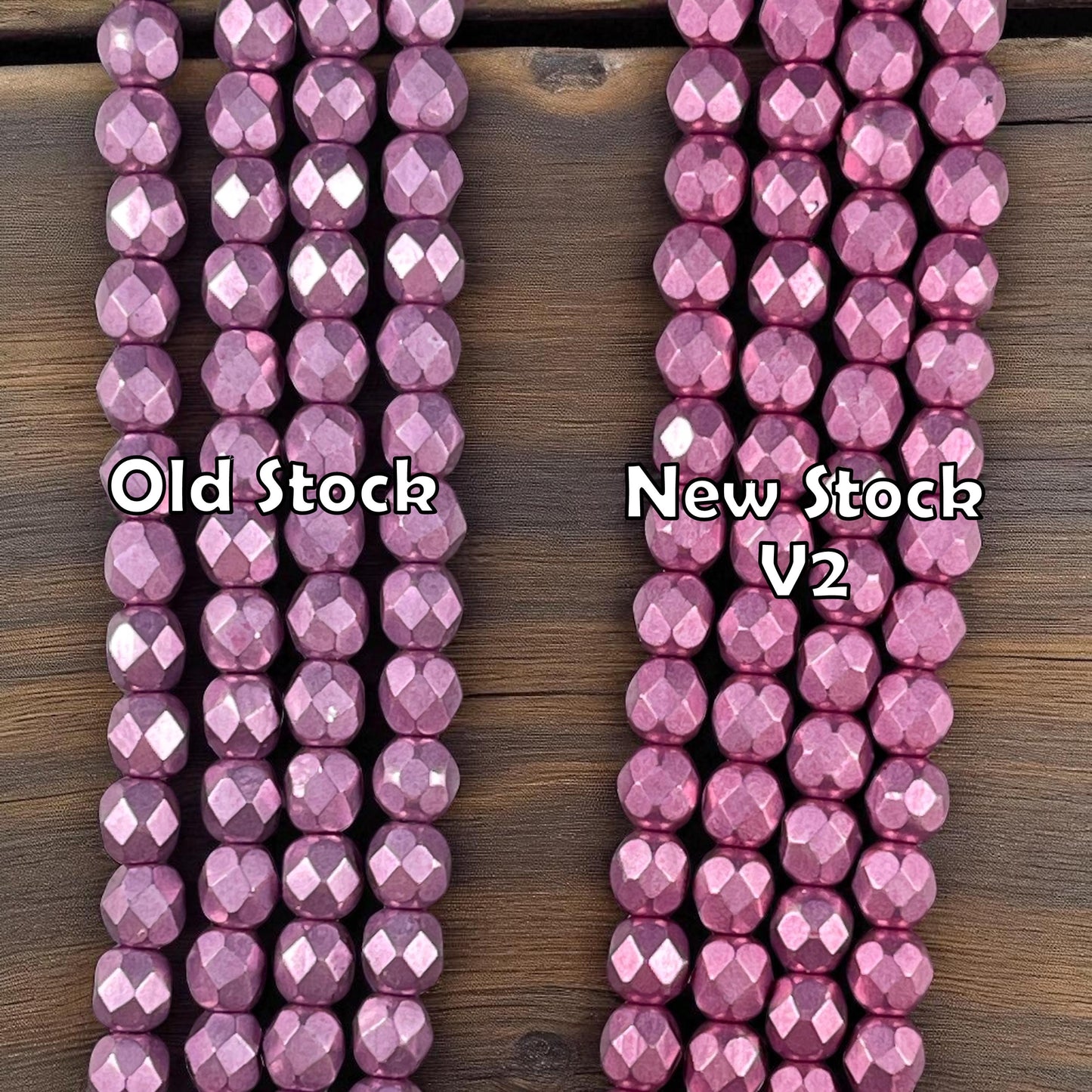 Czech Glass Beads - 6mm Purplish Pink Faceted Round Beads - Golden Orchid Pink Metallic Beads (FP6/SM-08A03) * Qty. 25