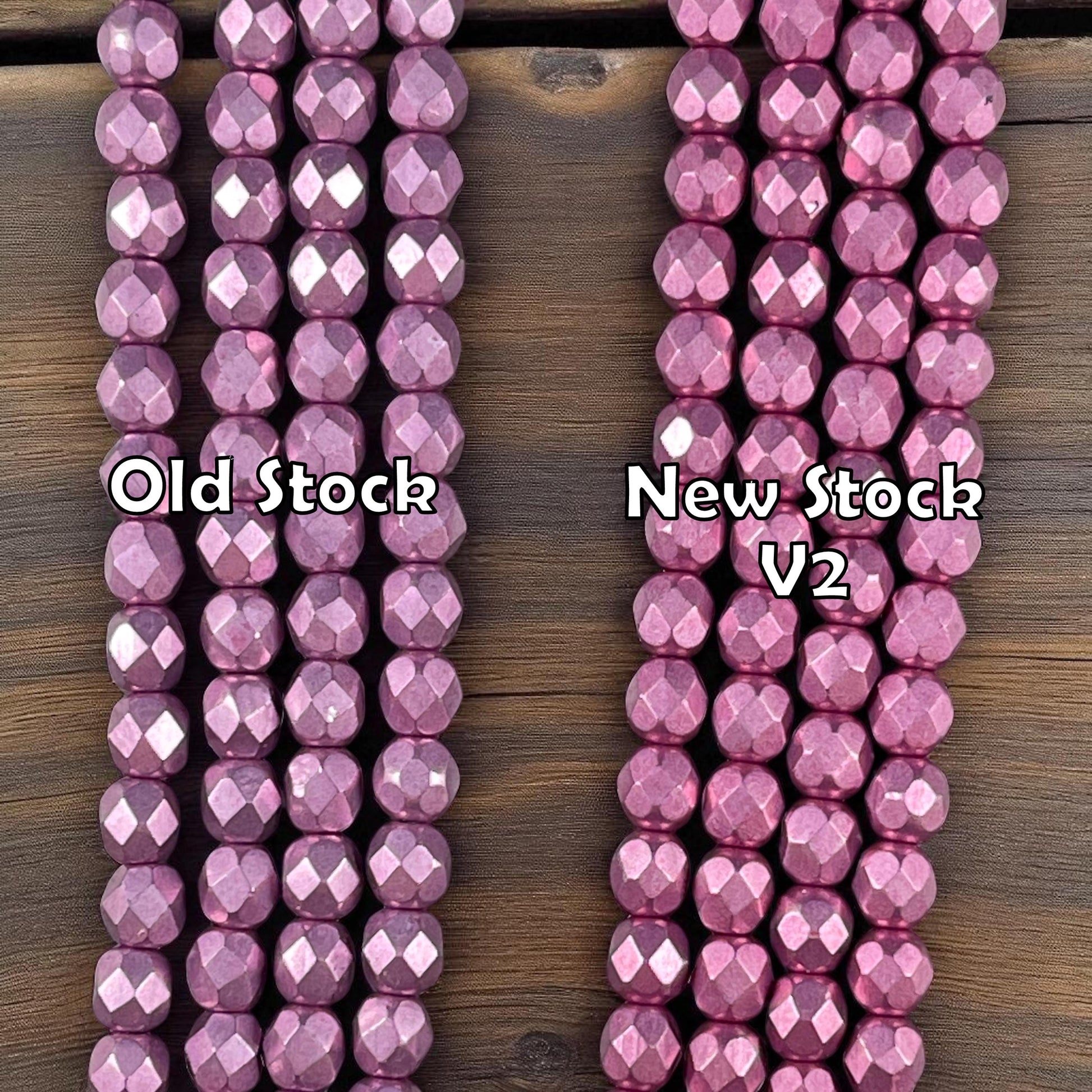 Czech Glass Beads - 6mm Purplish Pink Faceted Round Beads - Golden Orchid Pink Metallic Beads (FP6/SM-08A03) * Qty. 25