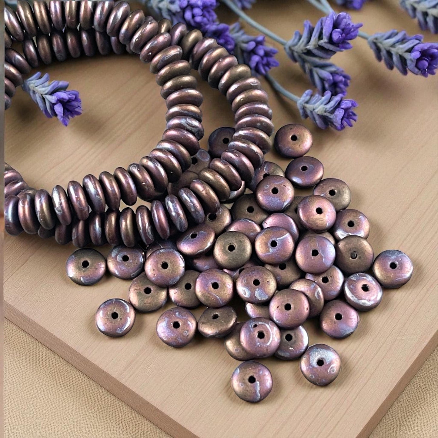 Czech Glass Beads - Matte Bronze, Dark Brown Beads, 6x2mm Rondelle (RD6/RJ-4531) * Qty. 50