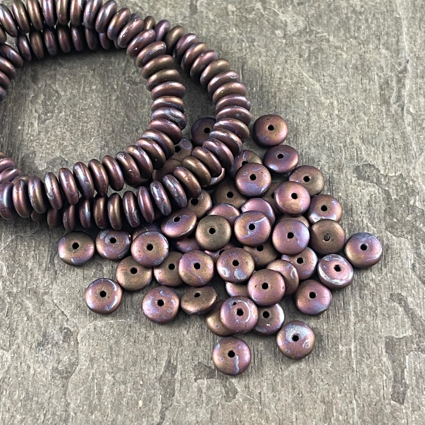 Czech Glass Beads - Matte Bronze, Dark Brown Beads, 6x2mm Rondelle (RD6/RJ-4531) * Qty. 50