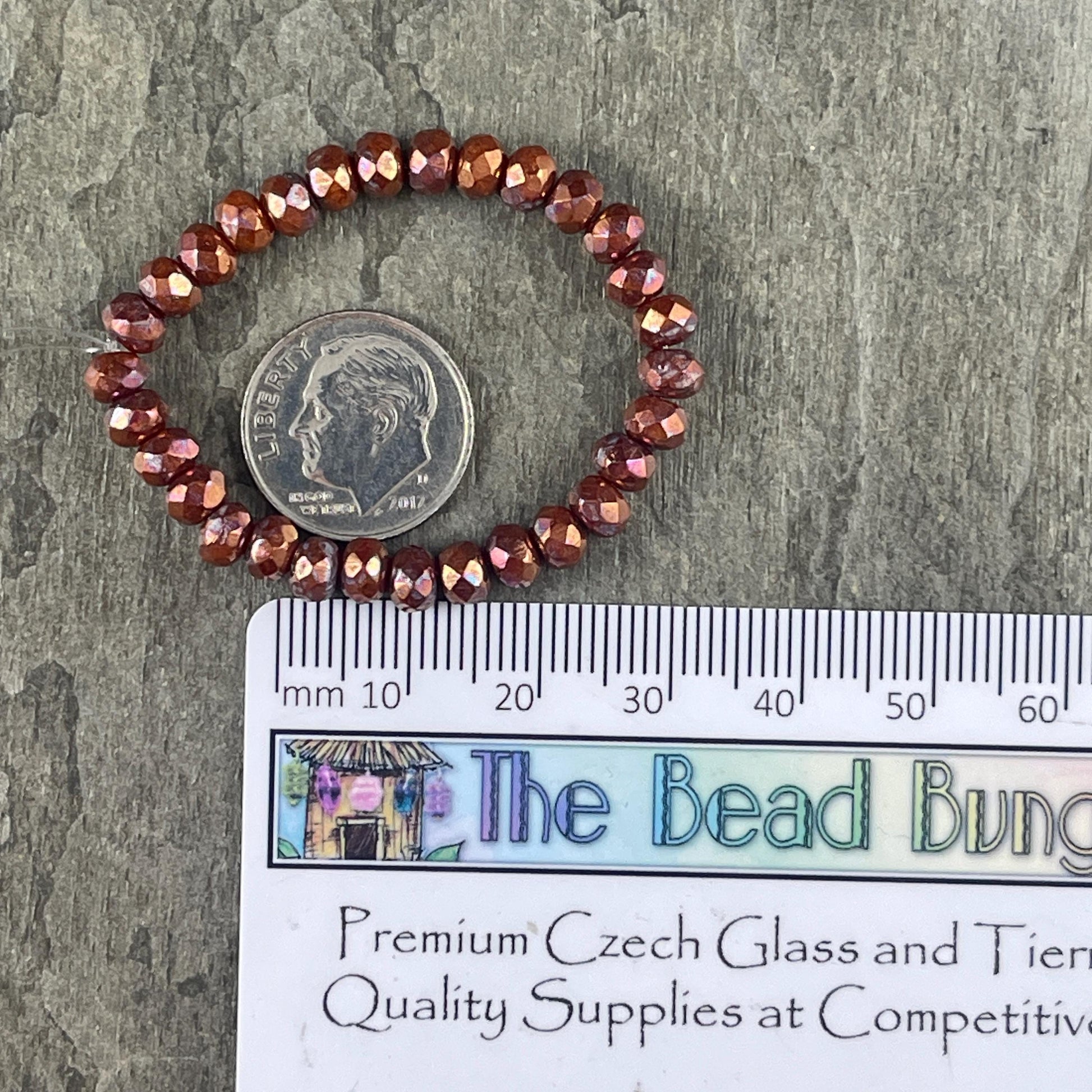 Czech Glass Beads - 5x3mm Faceted Rondelle, Metallic Copper with Raiku Patina Finish (R5/RJ-2846) * Qty. 30