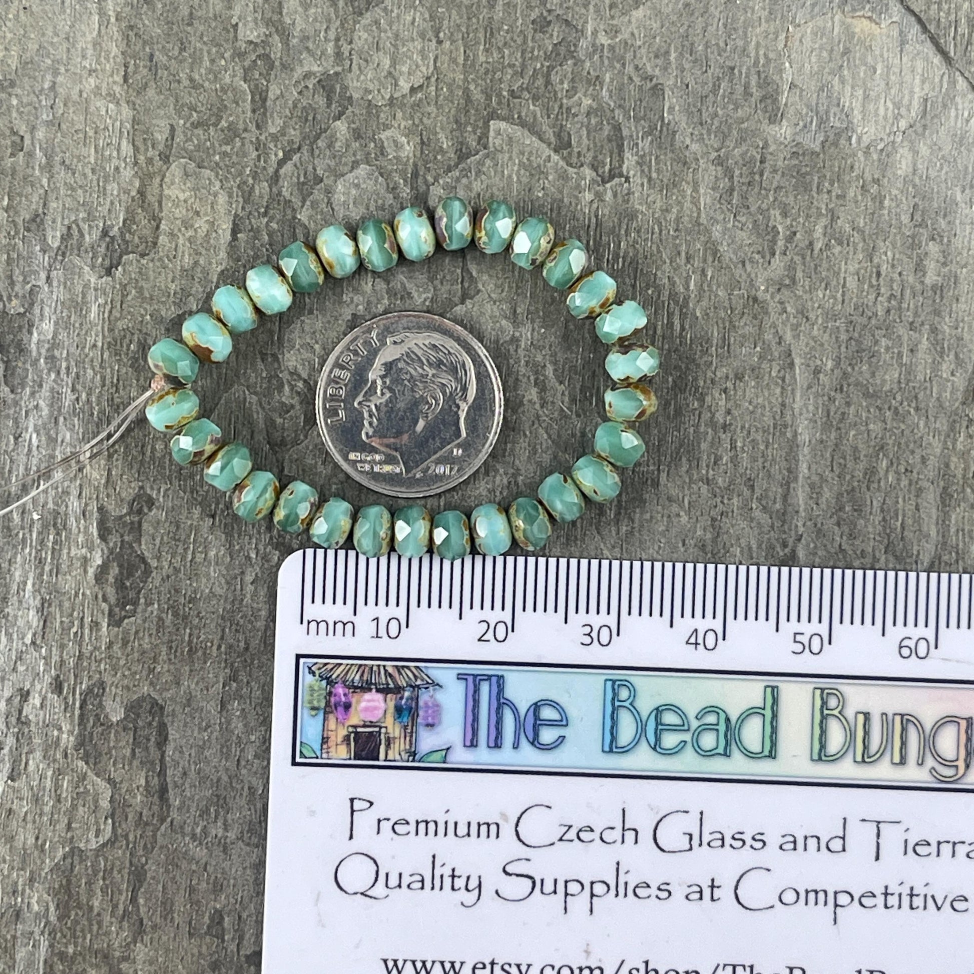 Czech Glass Beads - 5x3mm Faceted Rondelle Beads, Aqua Opaline and Silk Picasso (R5/RJ-2856) * Qty 30