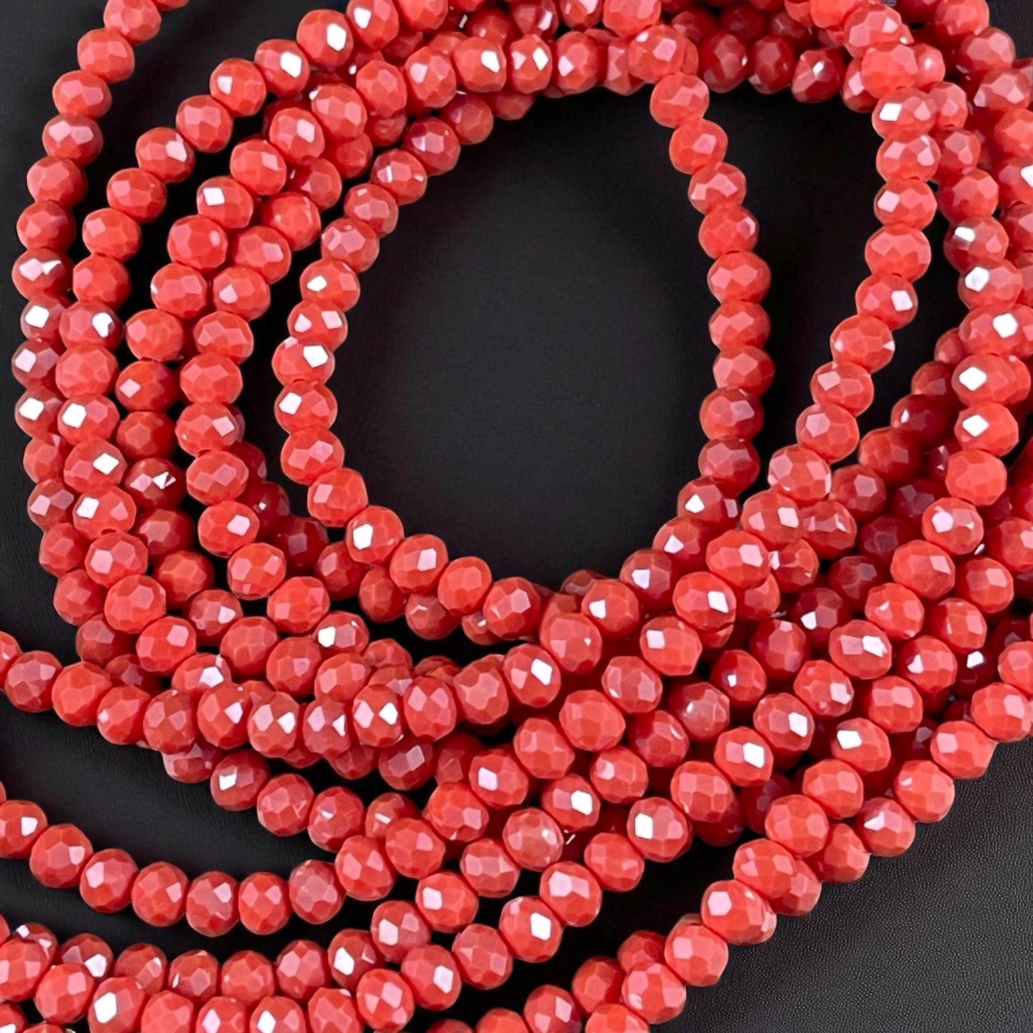 Burnt Orange 4x3mm Faceted Glass Beads, Dark Orange Rondelles (BurntOrange-4) * 100 Beads