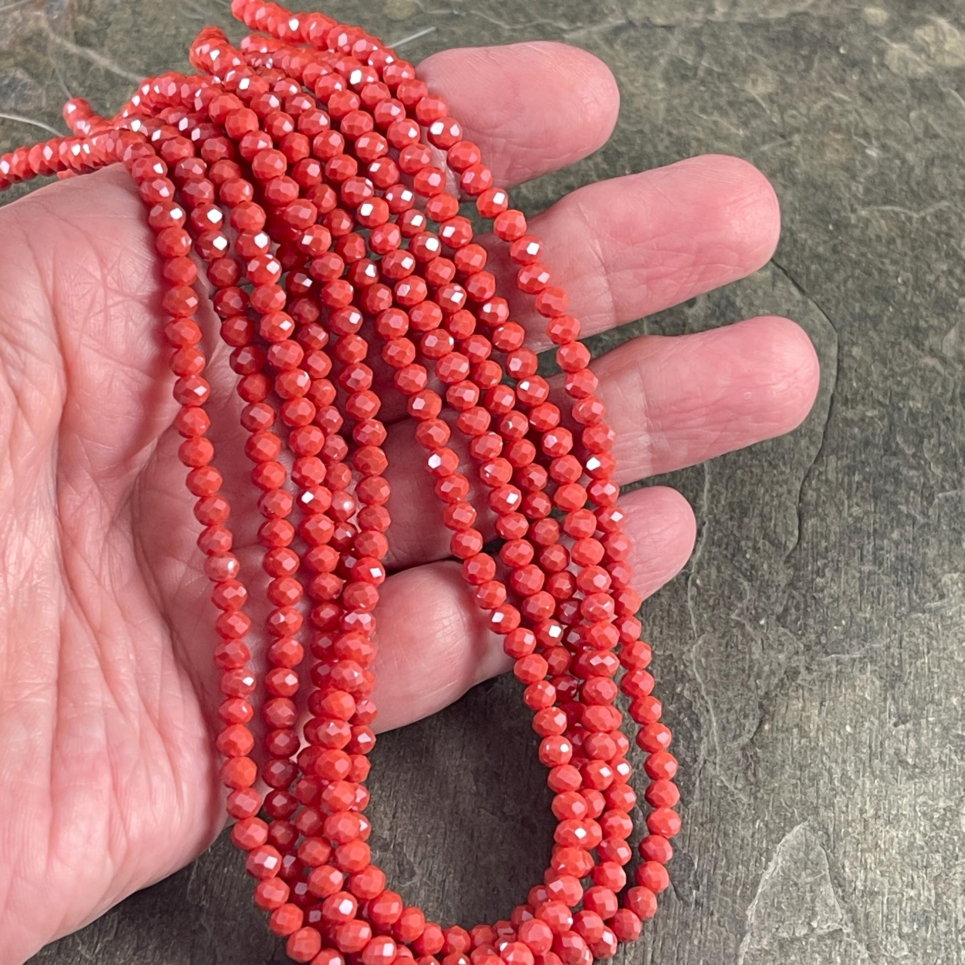 Burnt Orange 4x3mm Faceted Glass Beads, Dark Orange Rondelles (BurntOrange-4) * 100 Beads