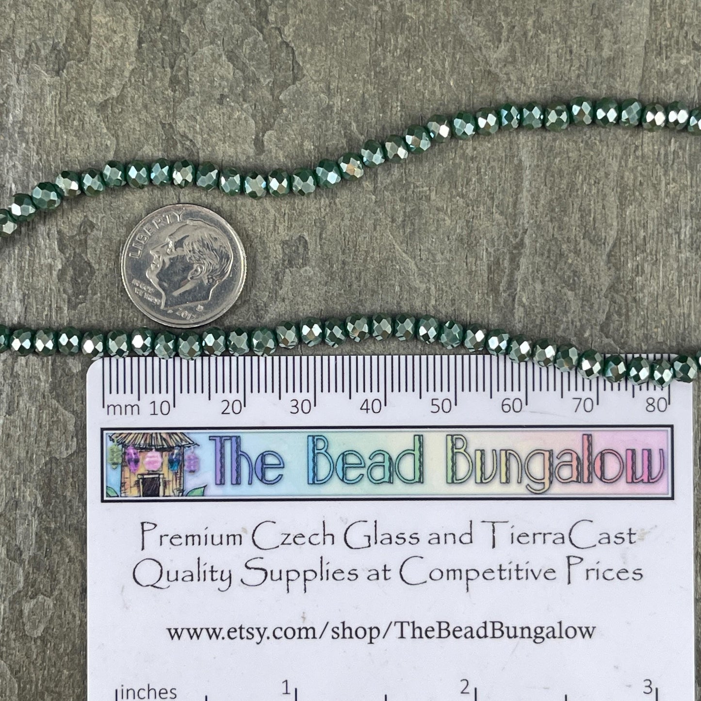 Green 4x3mm Faceted Glass Beads, Opaque Emerald with AB Finish (EmeraldAB-4) * 100 Beads
