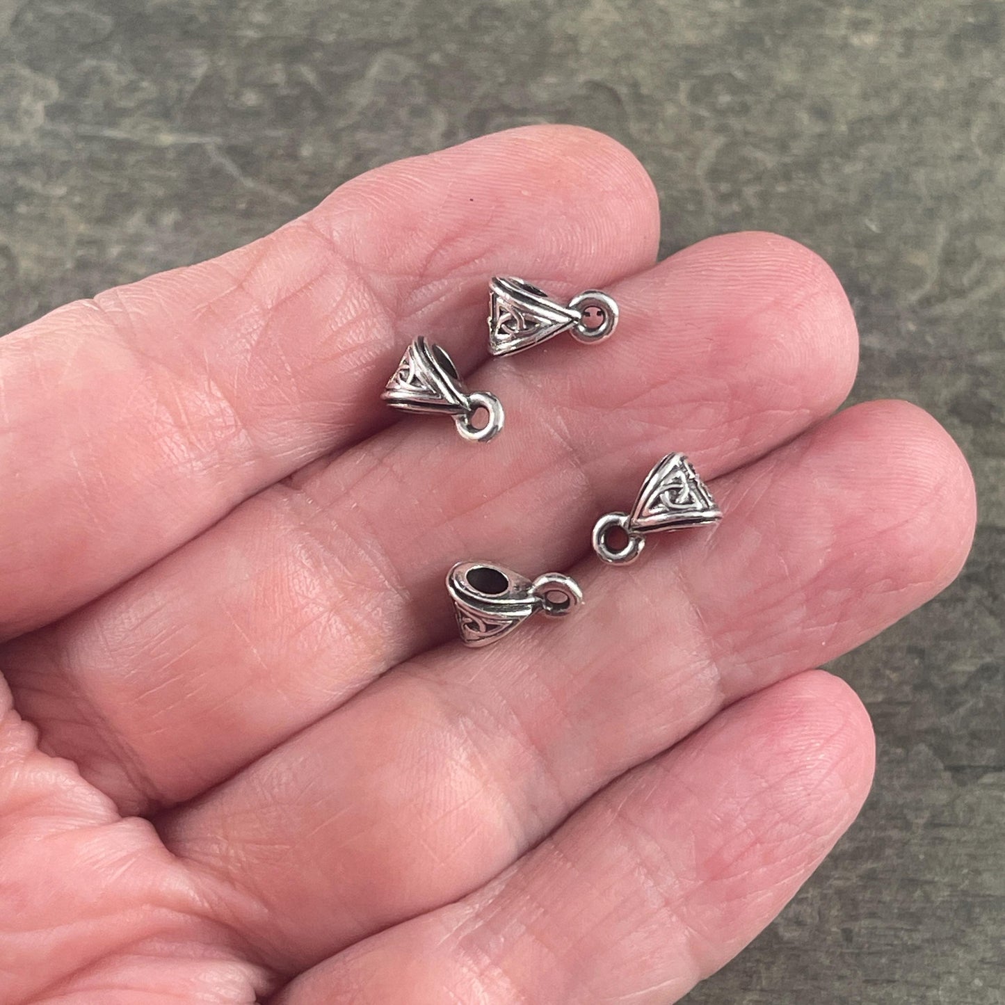 TierraCast Celtic Bail Bead, Antiqued Silver Bail for Leather Cord (PF/0751-77) * Qty. 4