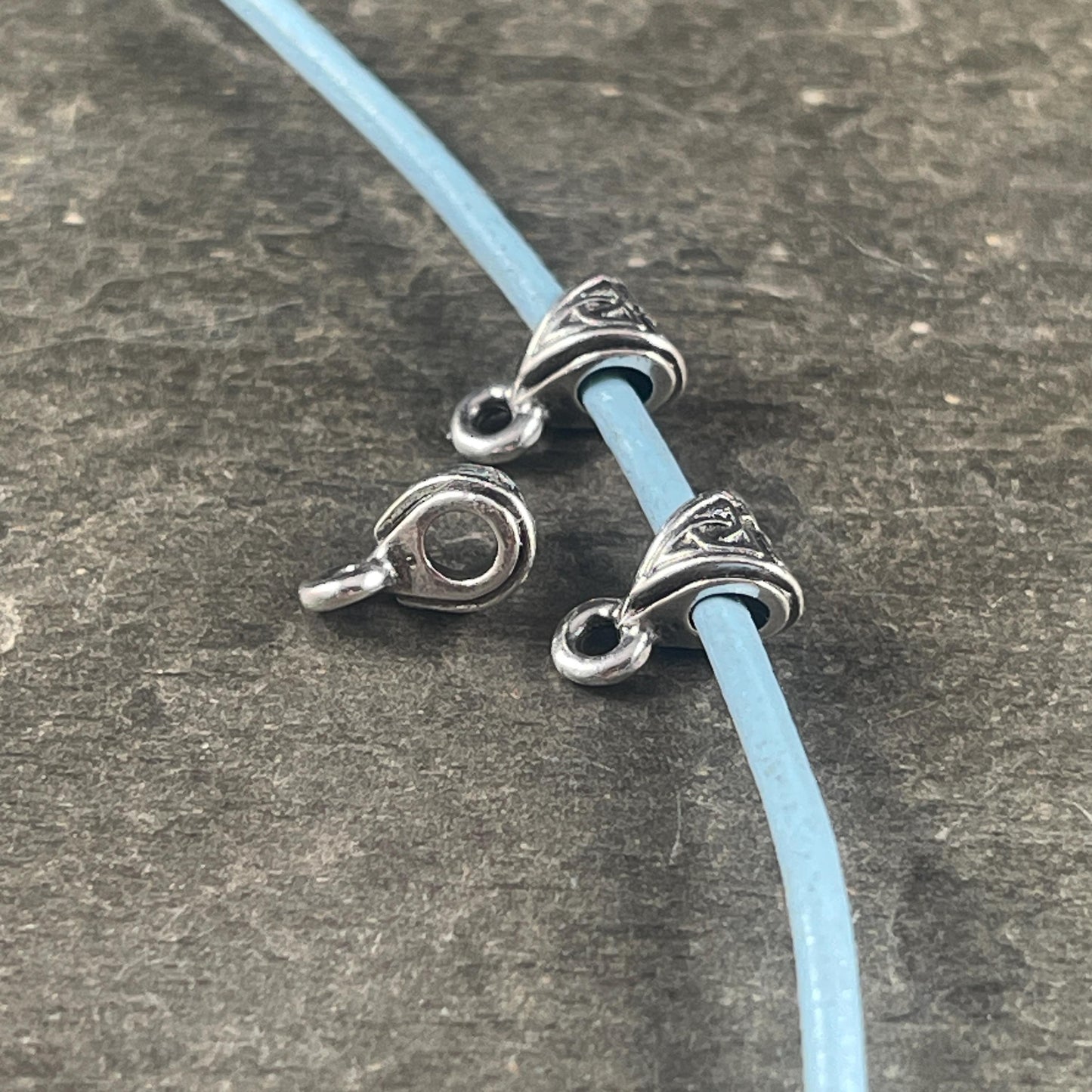 TierraCast Celtic Bail Bead, Antiqued Silver Bail for Leather Cord (PF/0751-77) * Qty. 4