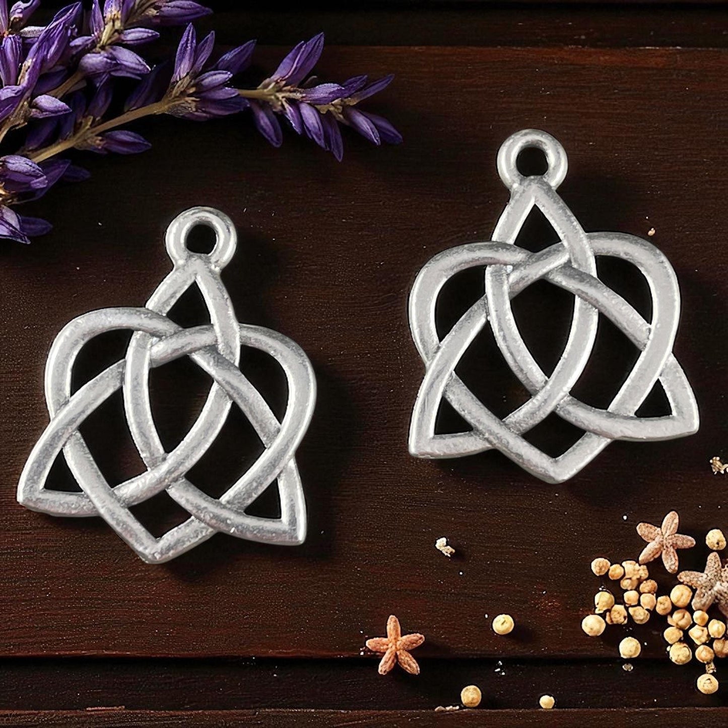TierraCast Triquetra Charm, Antiqued Silver Celtic Open Heart Symbolic Pendant * Qty. 2