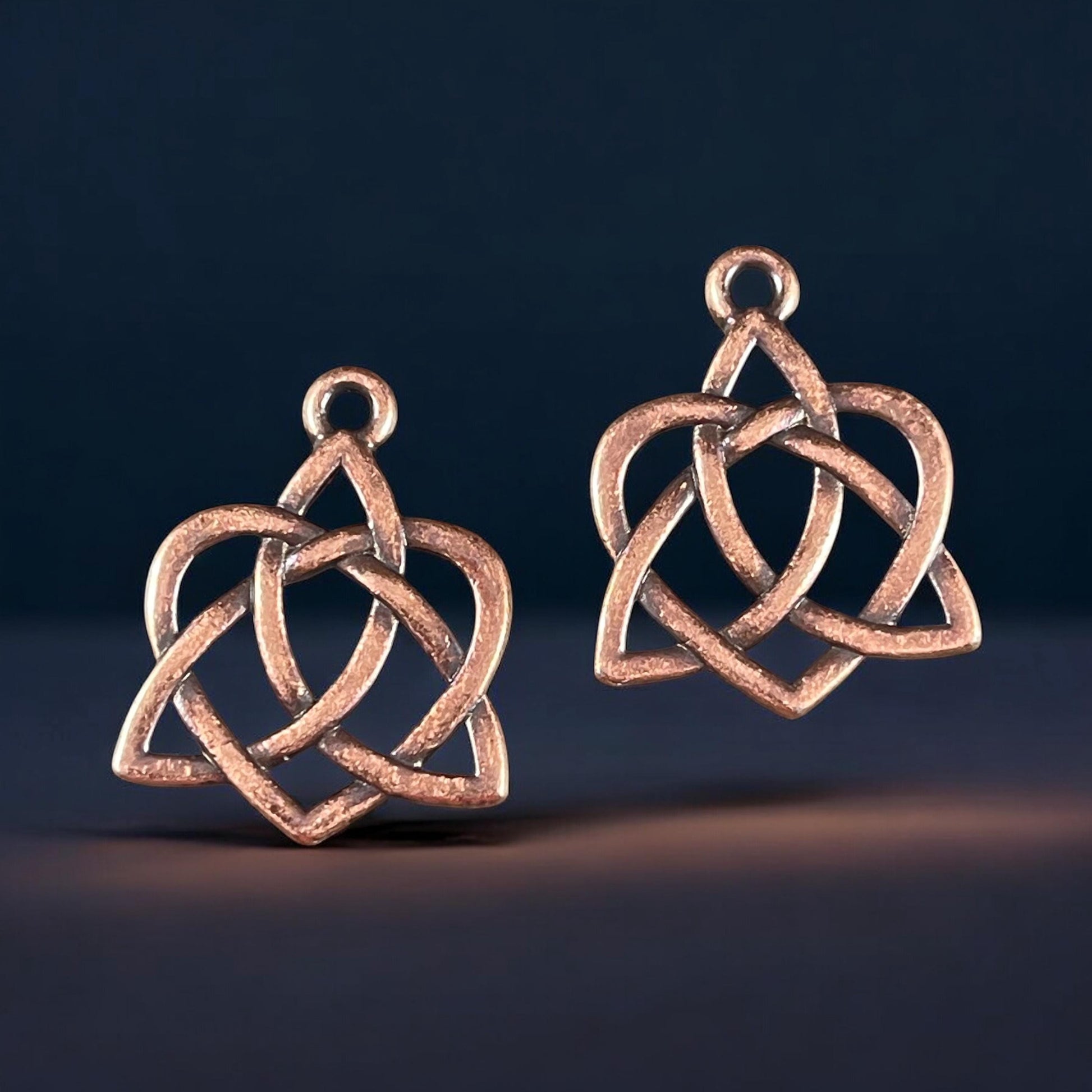 TierraCast Triquetra Charm, Antiqued Copper Celtic Open Heart Symbolic Pendant (PF/539-87) * Qty. 2