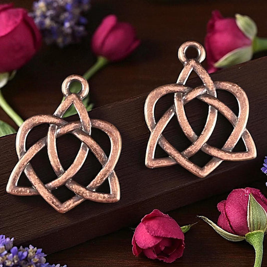 TierraCast Triquetra Charm, Antiqued Copper Celtic Open Heart Symbolic Pendant (PF/539-87) * Qty. 2