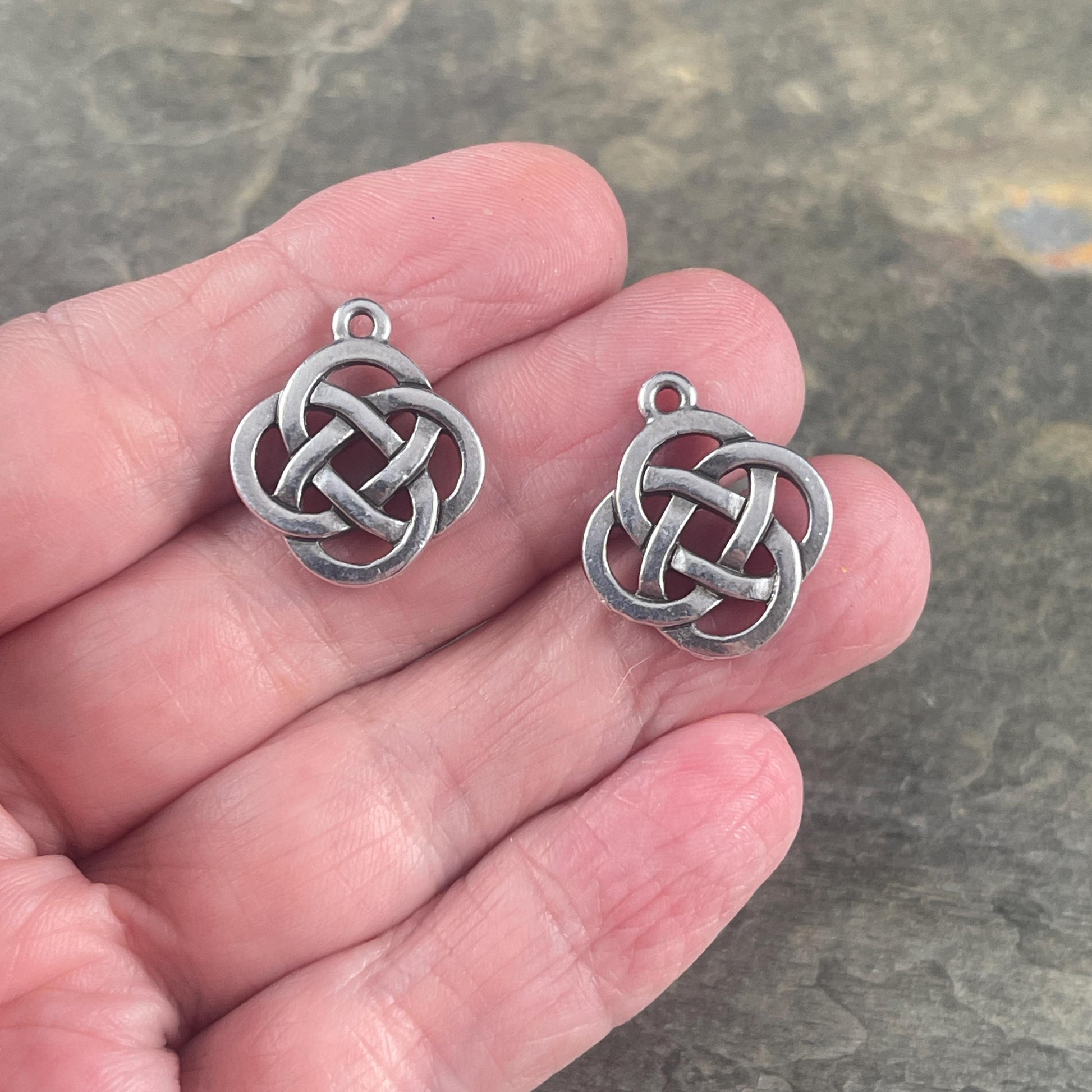 TierraCast Celtic Open Infinity Knot Charm, Antiqued Silver Celtic Symbolic Charm (PF/1030-12) * Qty. 4