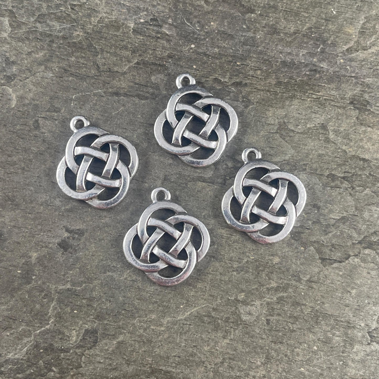 TierraCast Celtic Open Infinity Knot Charm, Antiqued Silver Celtic Symbolic Charm (PF/1030-12) * Qty. 4