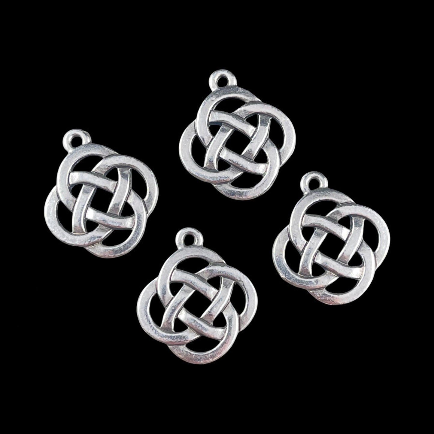 TierraCast Celtic Open Infinity Knot Charm, Antiqued Silver Celtic Symbolic Charm (PF/1030-12) * Qty. 4