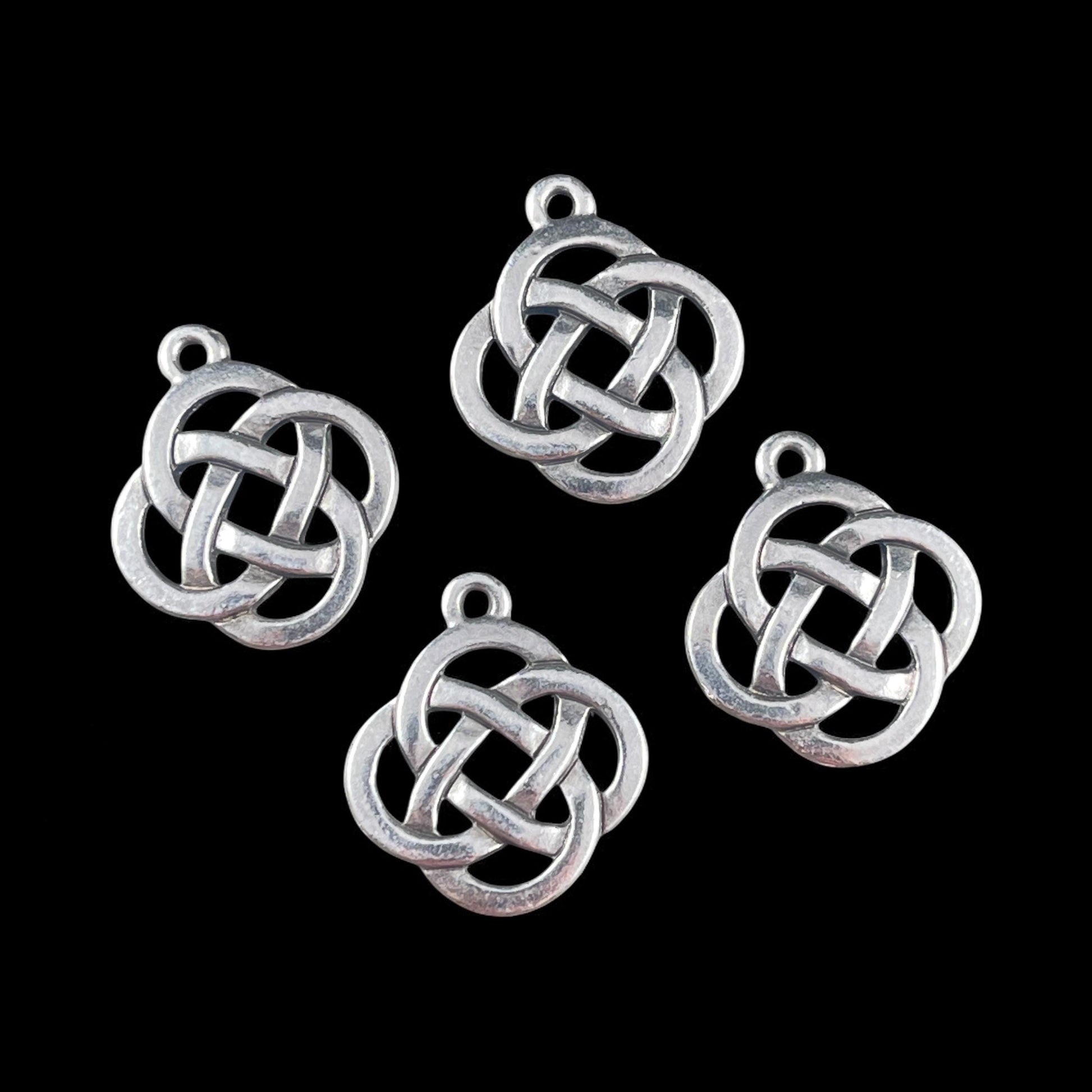 TierraCast Celtic Open Infinity Knot Charm, Antiqued Silver Celtic Symbolic Charm (PF/1030-12) * Qty. 4