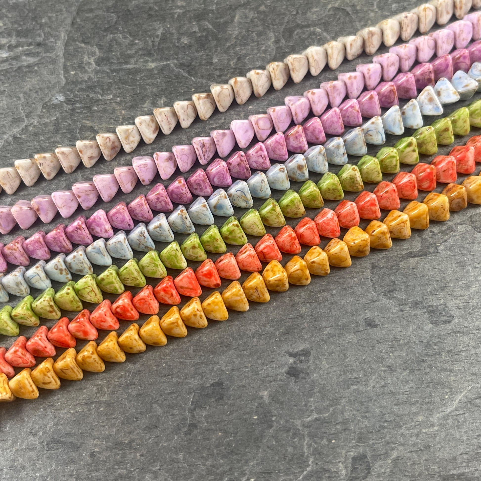 5mm Pyramid Beads, Exclusive Mix of Colors/Assortment, Small Triangle Beads (TP-Mix) * 35 Beads