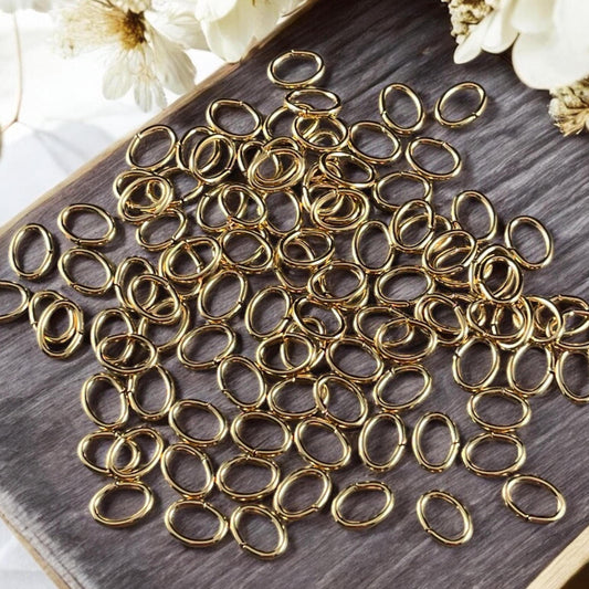 8x6mm Oval Jump Rings, 18g Gold Jump Rings, Gold Plated Brass (FMG/5058) * Qty. 100