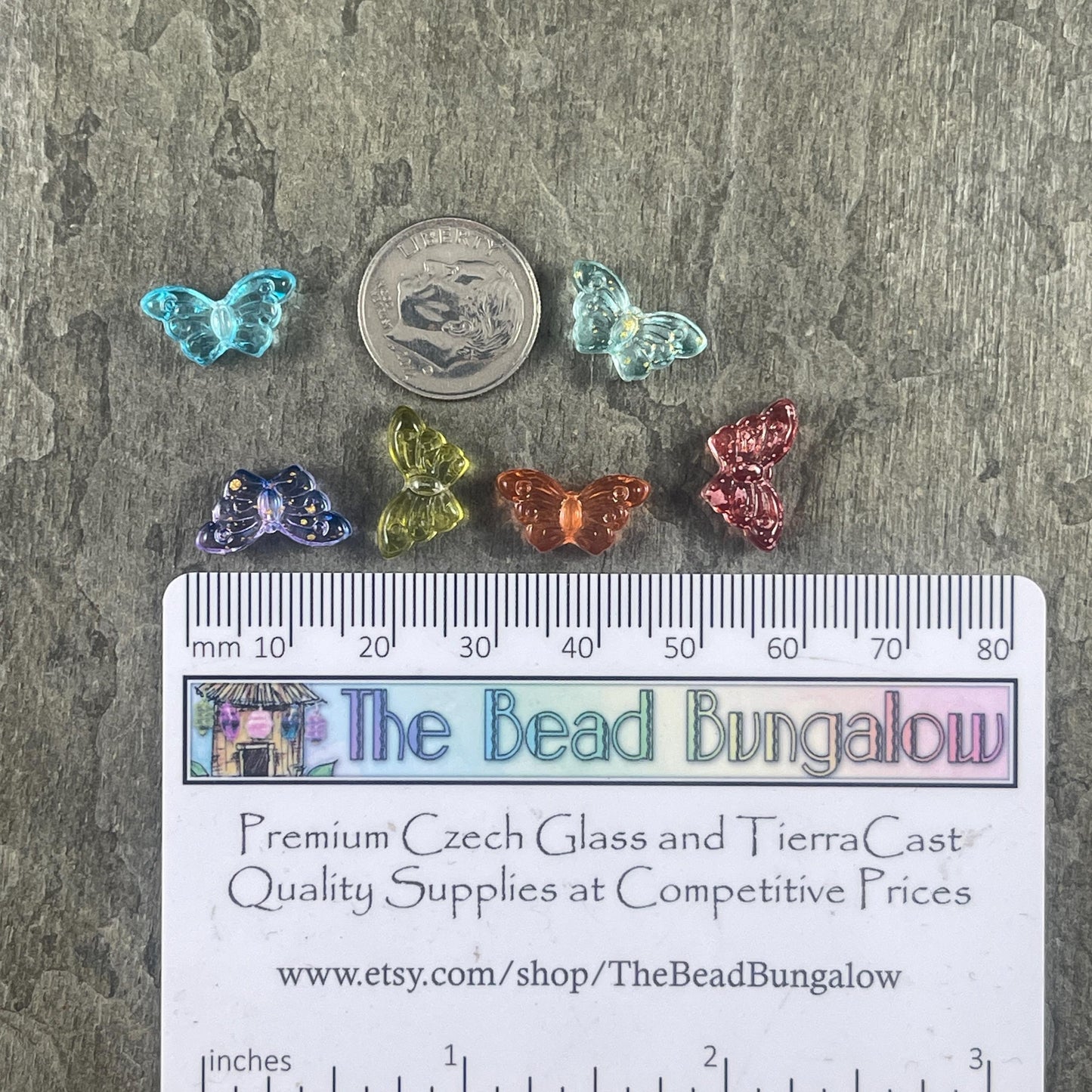 Colorful Mix of Glass Butterfly Beads, Blue, Pink, Green, Orange, Purple - 15x8mm Butterfly Bead Pairs * Qty. 24