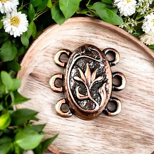 TierraCast Magnetic Clasp, Antiqued Copper 15mm Oval Shape 3-Strand Clasp for Jewelry (PF/15212-87) * Qty. 1