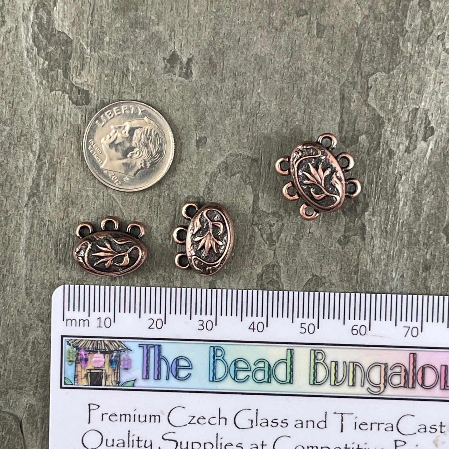 TierraCast Multi-Strand Magnetic Clasp, Antiqued Copper, 15mm Oval 3-Strand Clasp (PF/15212-87) * Qty. 1
