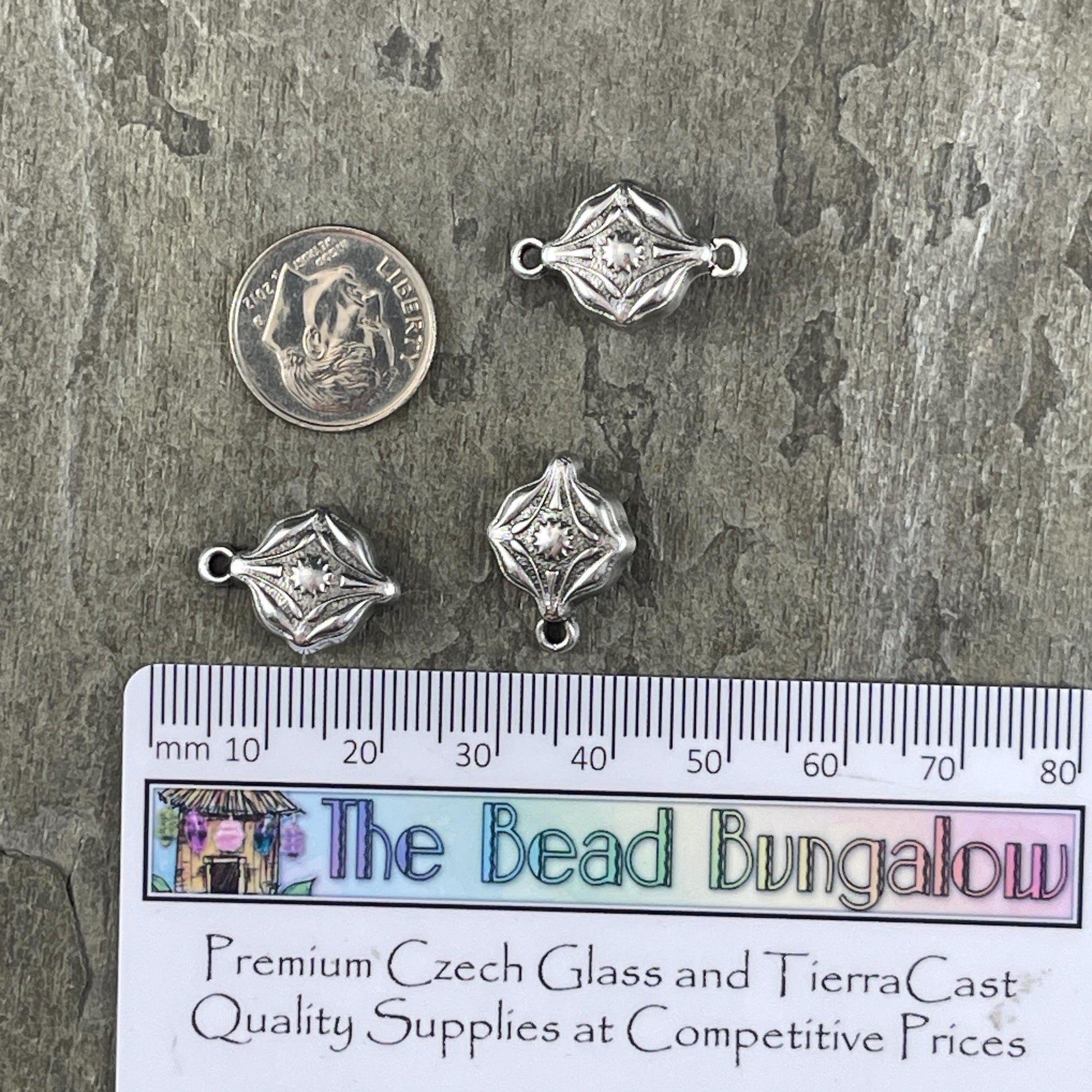 NEW - TierraCast Blossom Collection Magnetic Clasp, Antiqued Silver Diamond Shape Clasp for Jewelry (PF/15211-77) * Qty. 1