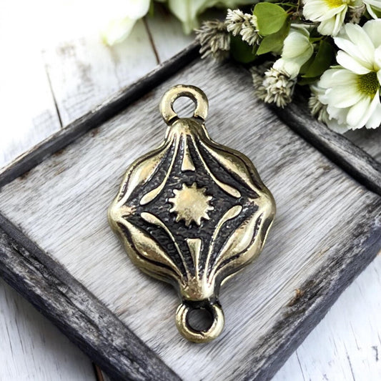 NEW - TierraCast Blossom Collection Magnetic Clasp, Antiqued Brass Diamond Shape Clasp for Jewelry (PF/15211-57) * Qty. 1