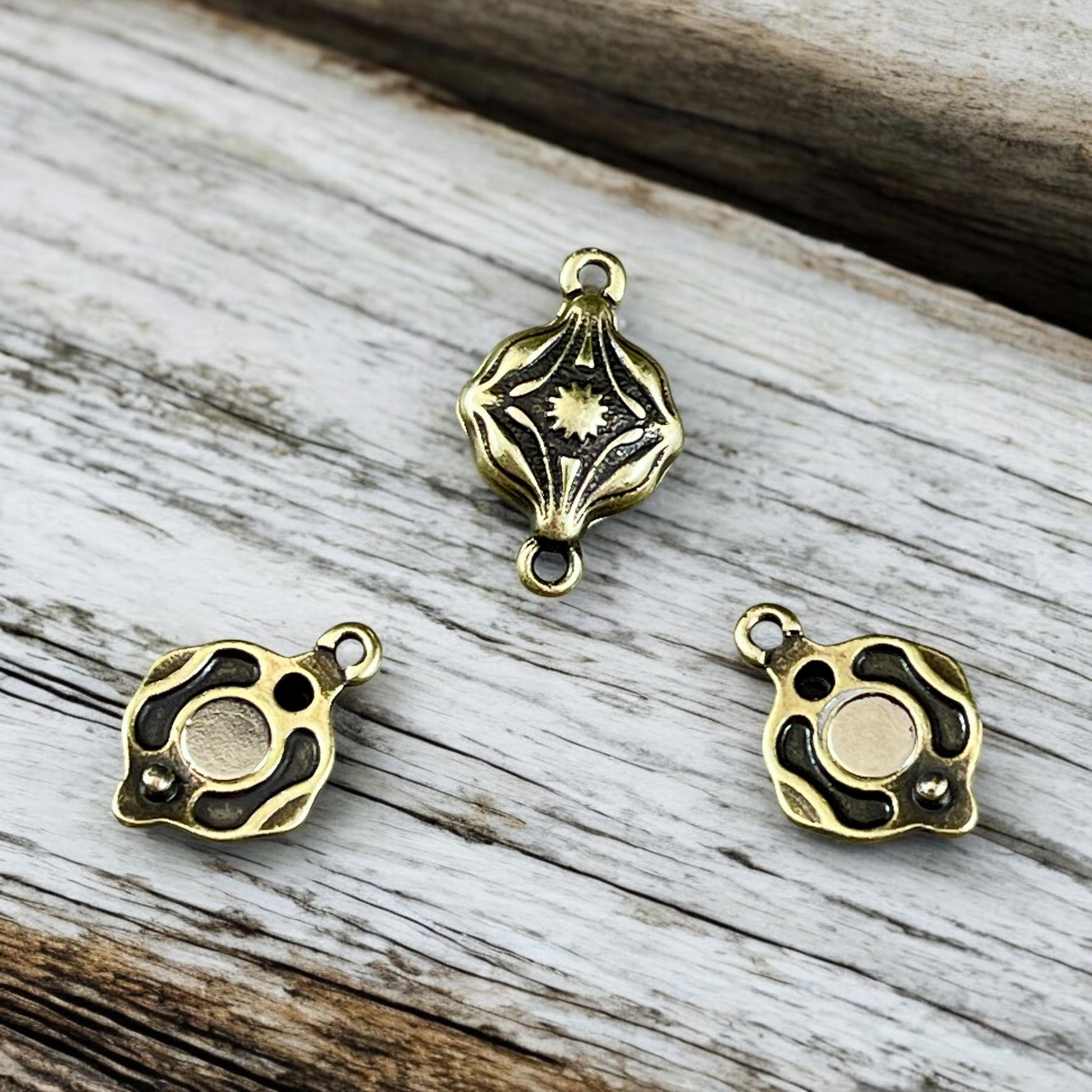 NEW - TierraCast Blossom Collection Magnetic Clasp, Antiqued Brass Diamond Shape Clasp for Jewelry (PF/15211-57) * Qty. 1