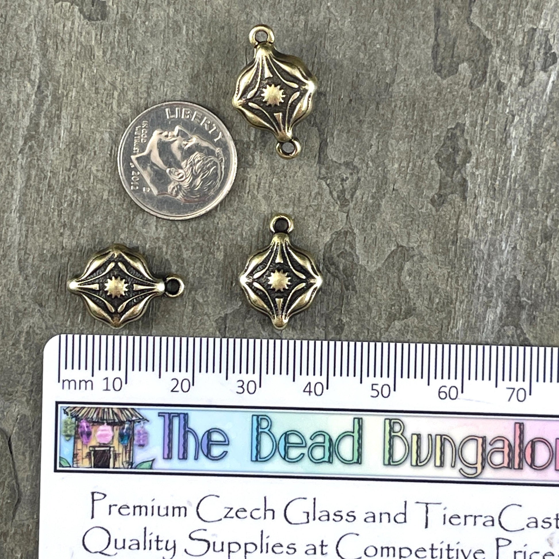 NEW - TierraCast Blossom Collection Magnetic Clasp, Antiqued Brass Diamond Shape Clasp for Jewelry (PF/15211-57) * Qty. 1